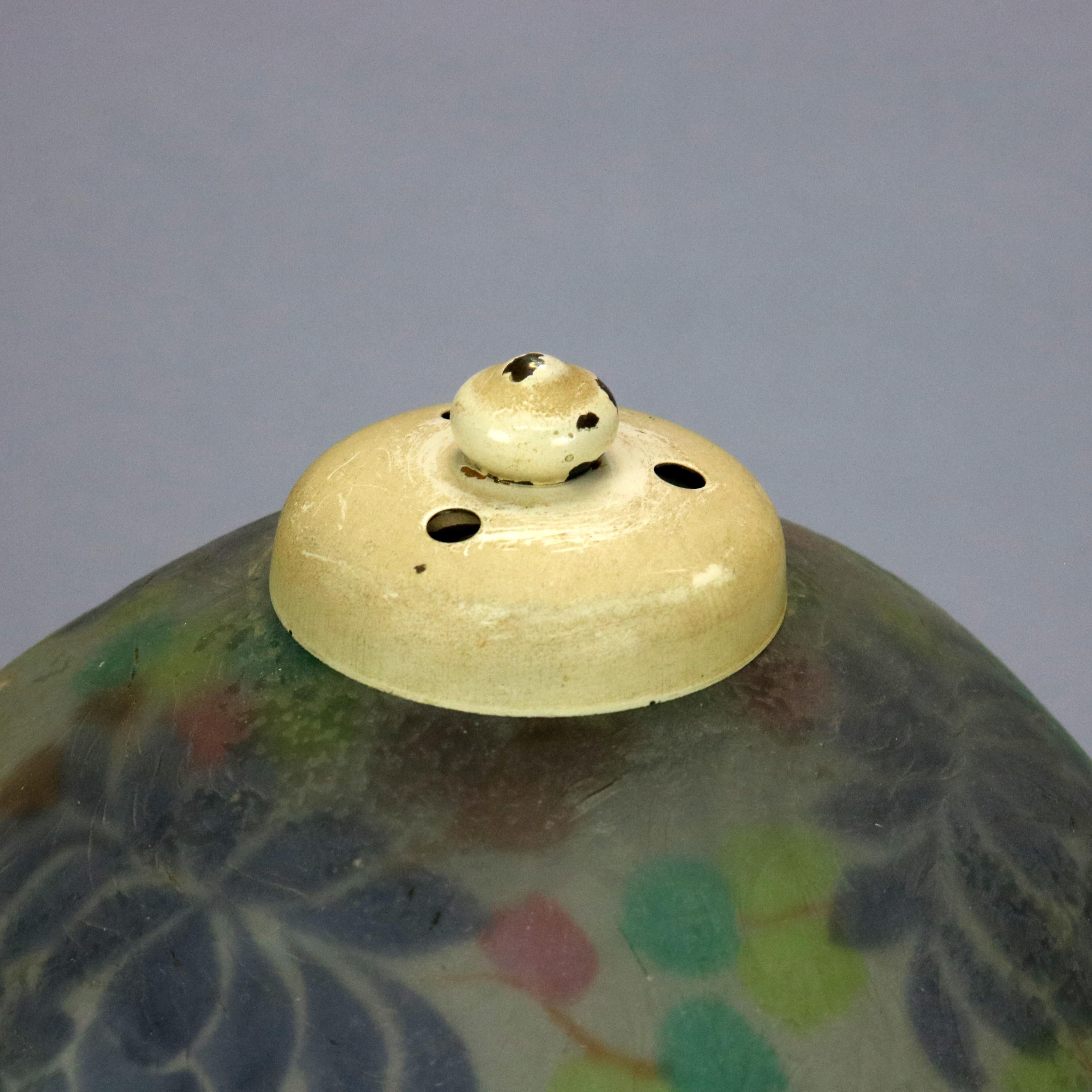 Cast Arts & Crafts Handel Reverse Painted Boudoir Table Lamp, c1920