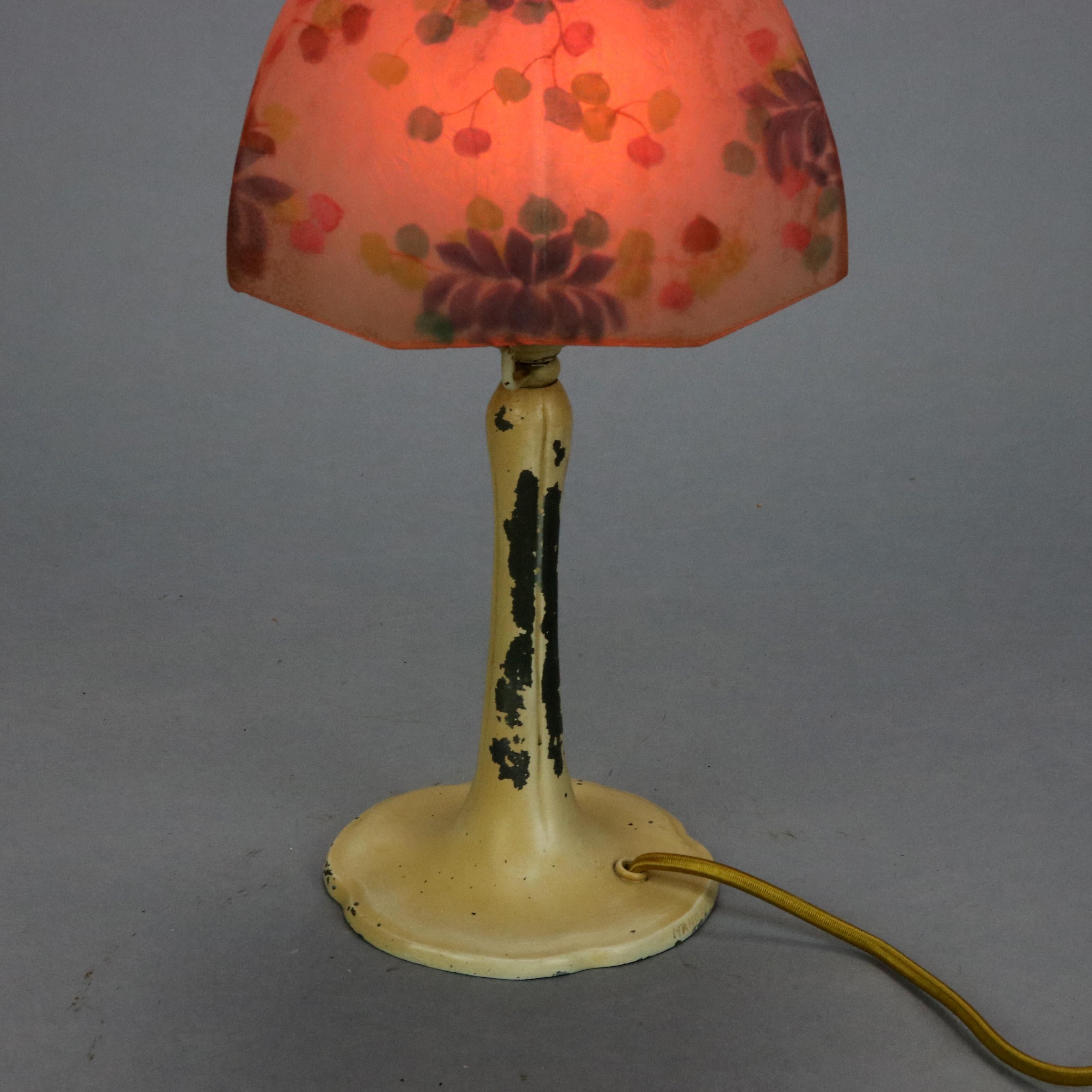 Glass Arts & Crafts Handel Reverse Painted Boudoir Table Lamp, c1920