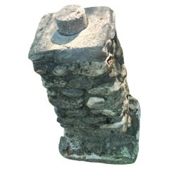 Arts & Crafts Handmade Folky 2 Piece Adirondack Stone Birdbath C1930