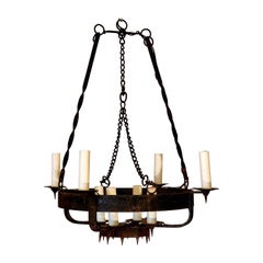 Arts & Crafts Handmade Wrought Iron Chandelier
