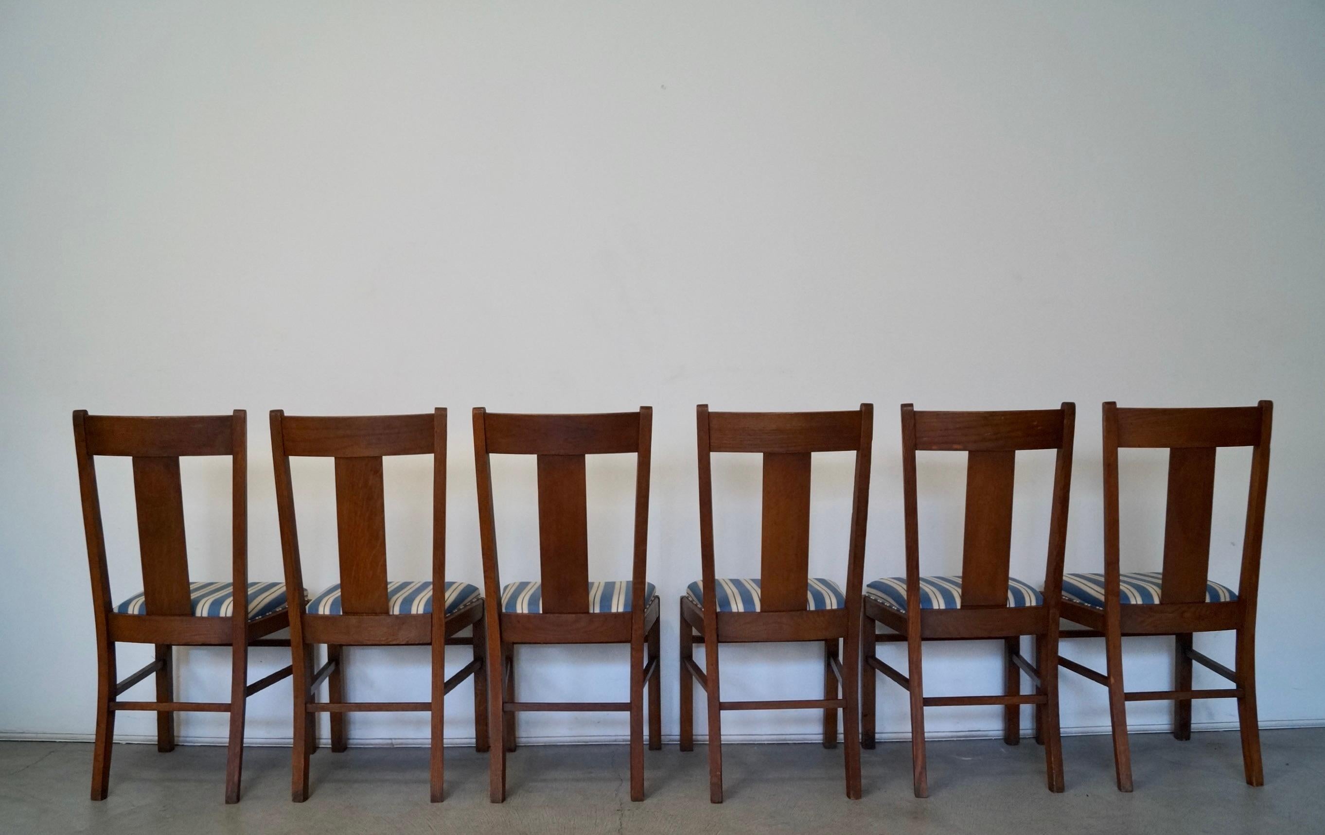 Arts & Crafts Heywood Brothers Mission Dining Chairs, Set of 6 3