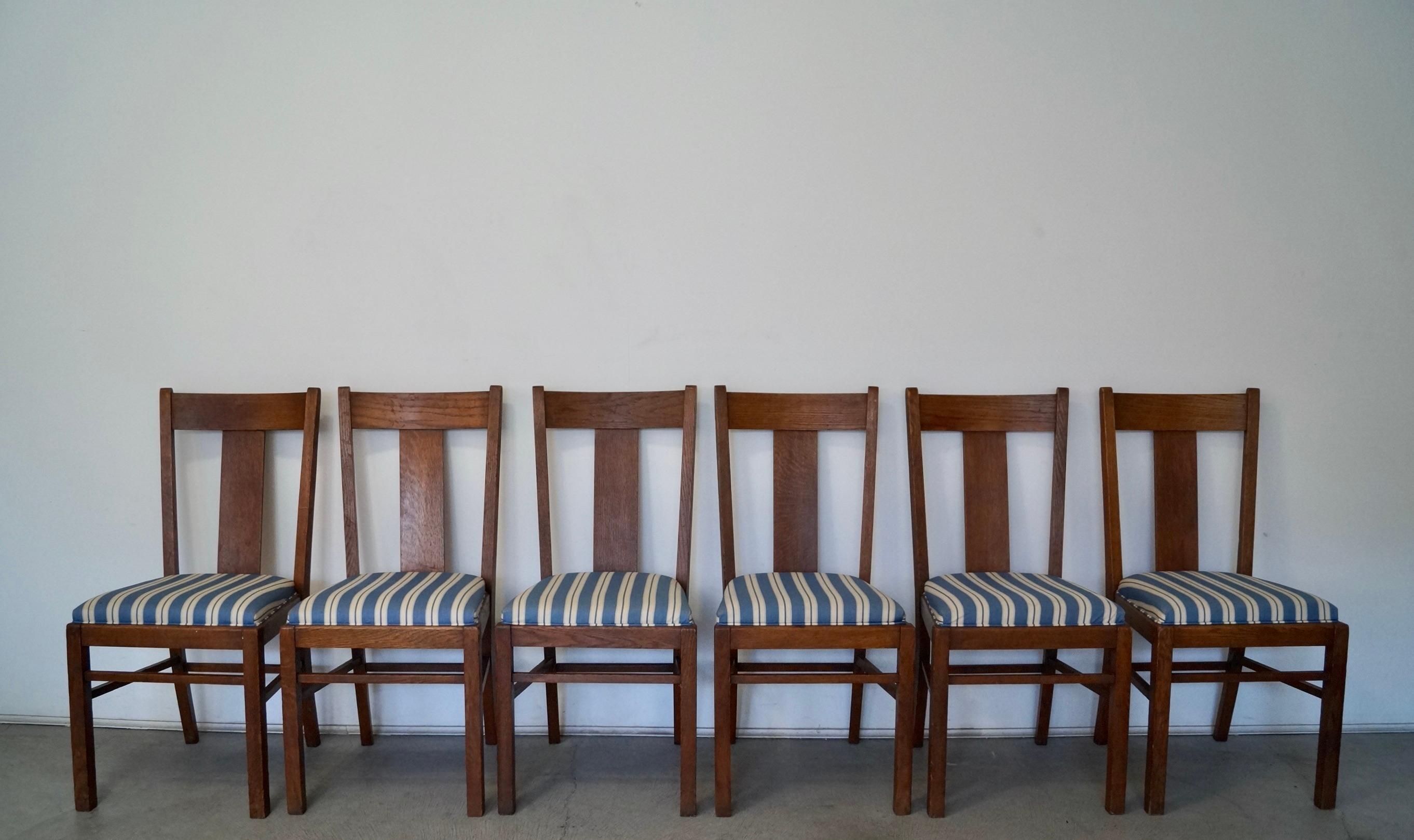 Early 20th Century Arts & Crafts Heywood Brothers Mission Dining Chairs, Set of 6