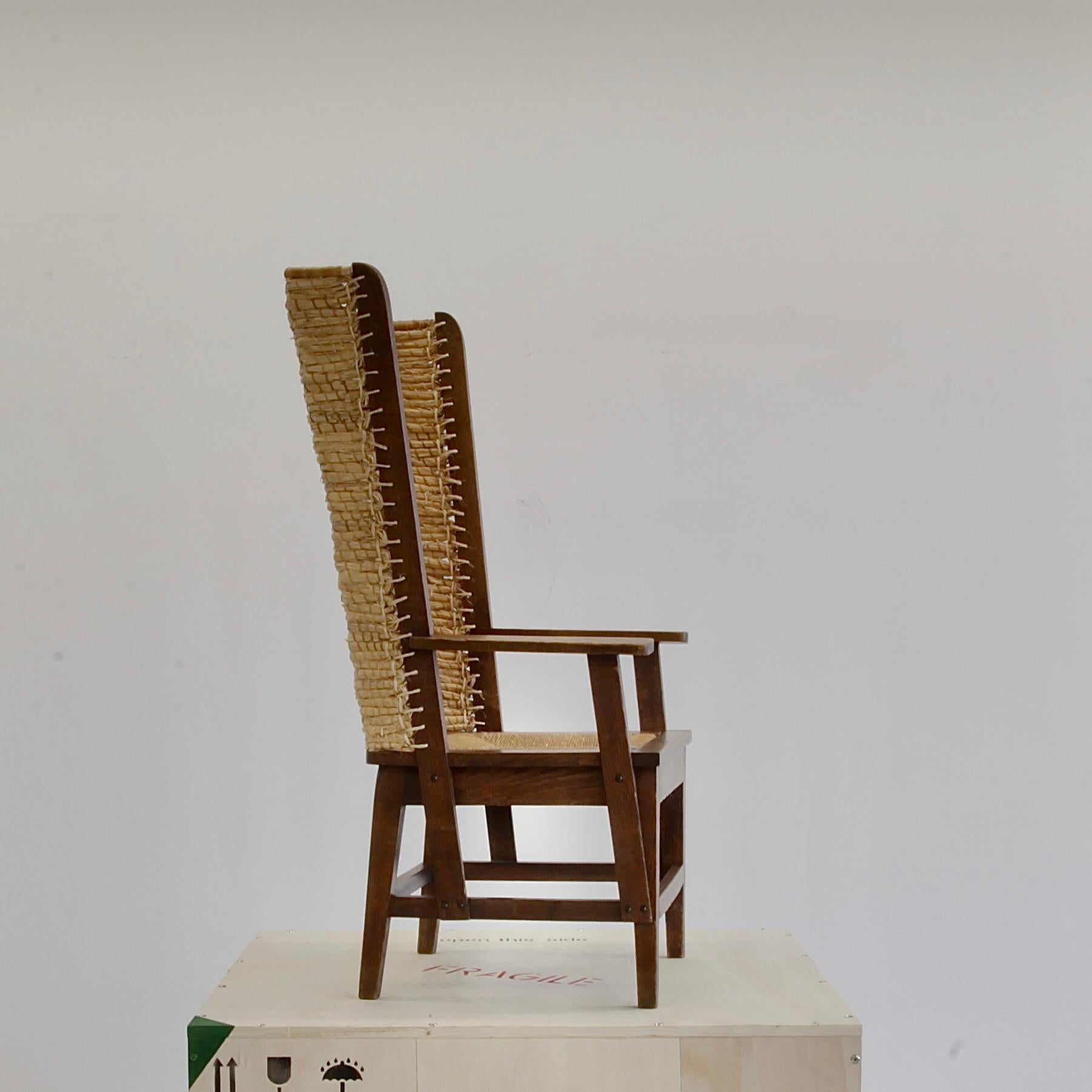 Canne ARTS & CRAFTS Chaise à dossier haut designée par Chris Wegerif, c1900 en vente