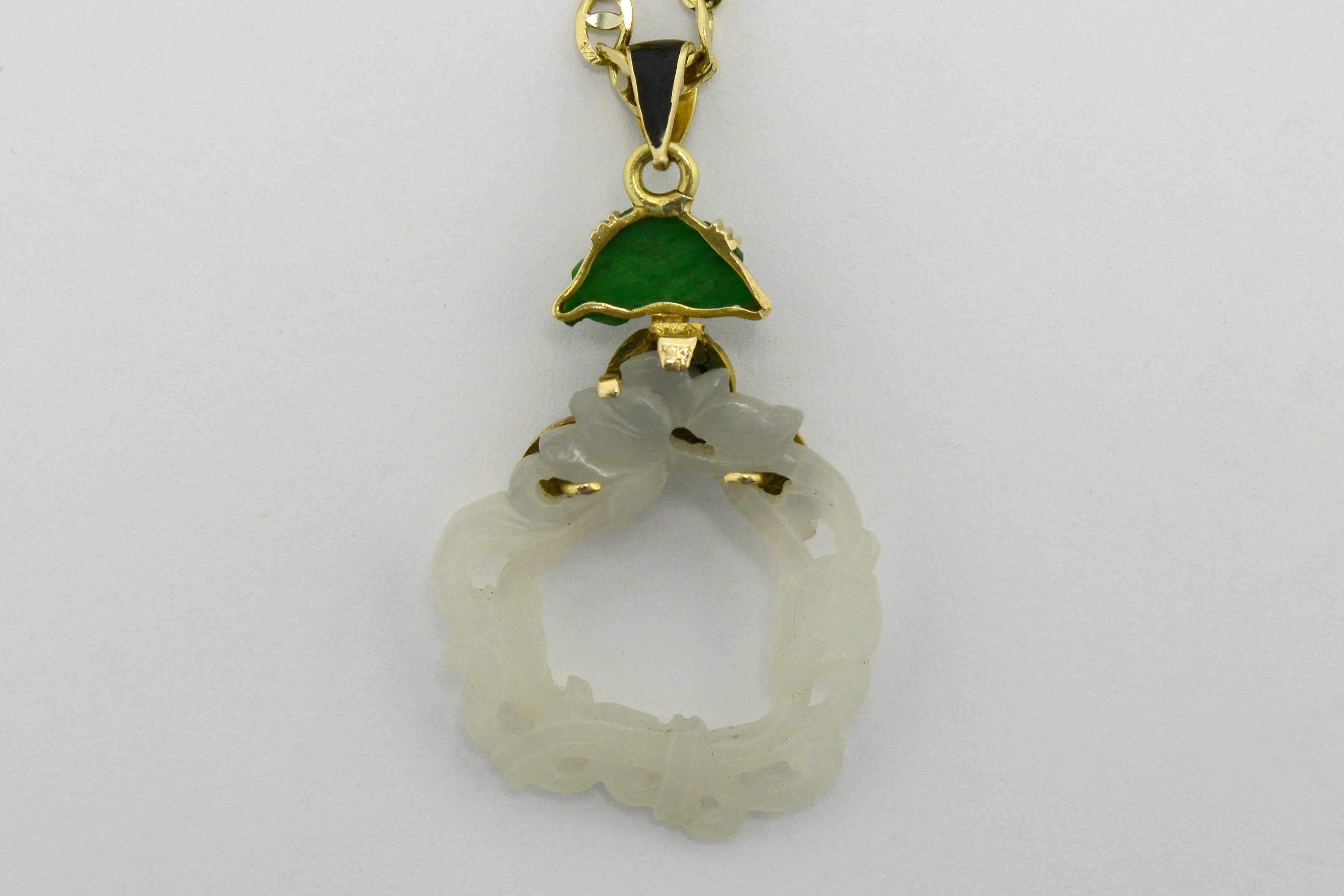 Old Mine Cut Arts & Crafts Imperial Jade Pendant Enamel Onyx Diamond Water Jade Jadeite