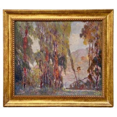 Antique Arts & Crafts Impressionist Landscape Painting, Chicago Artist, 1926