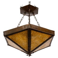 Arts & Crafts Inverted Pyramid Mica Pendant Light