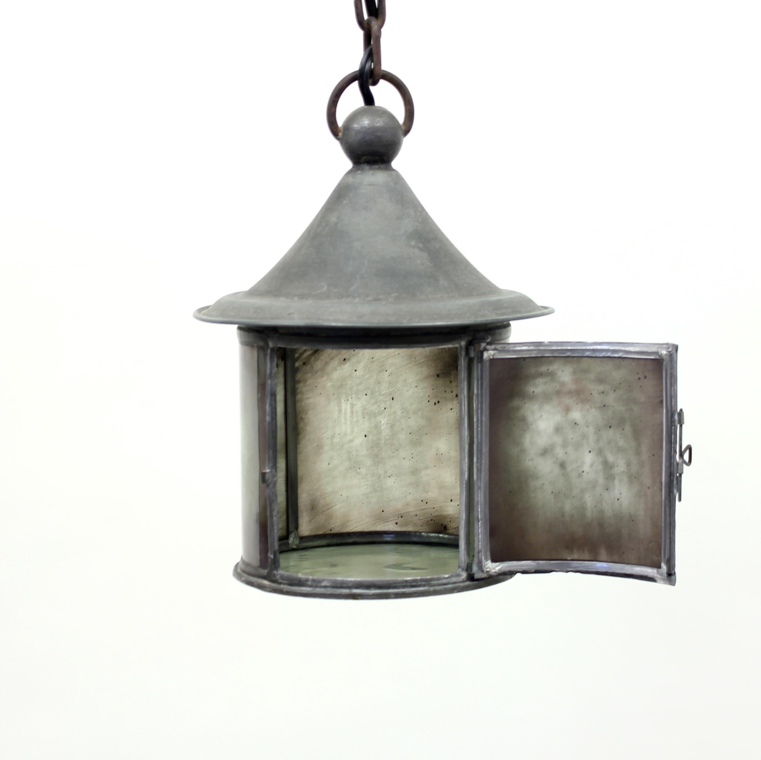 Arts & Crafts Iron and Glass Lantern, Early 20th Century In Good Condition In Uppsala, SE