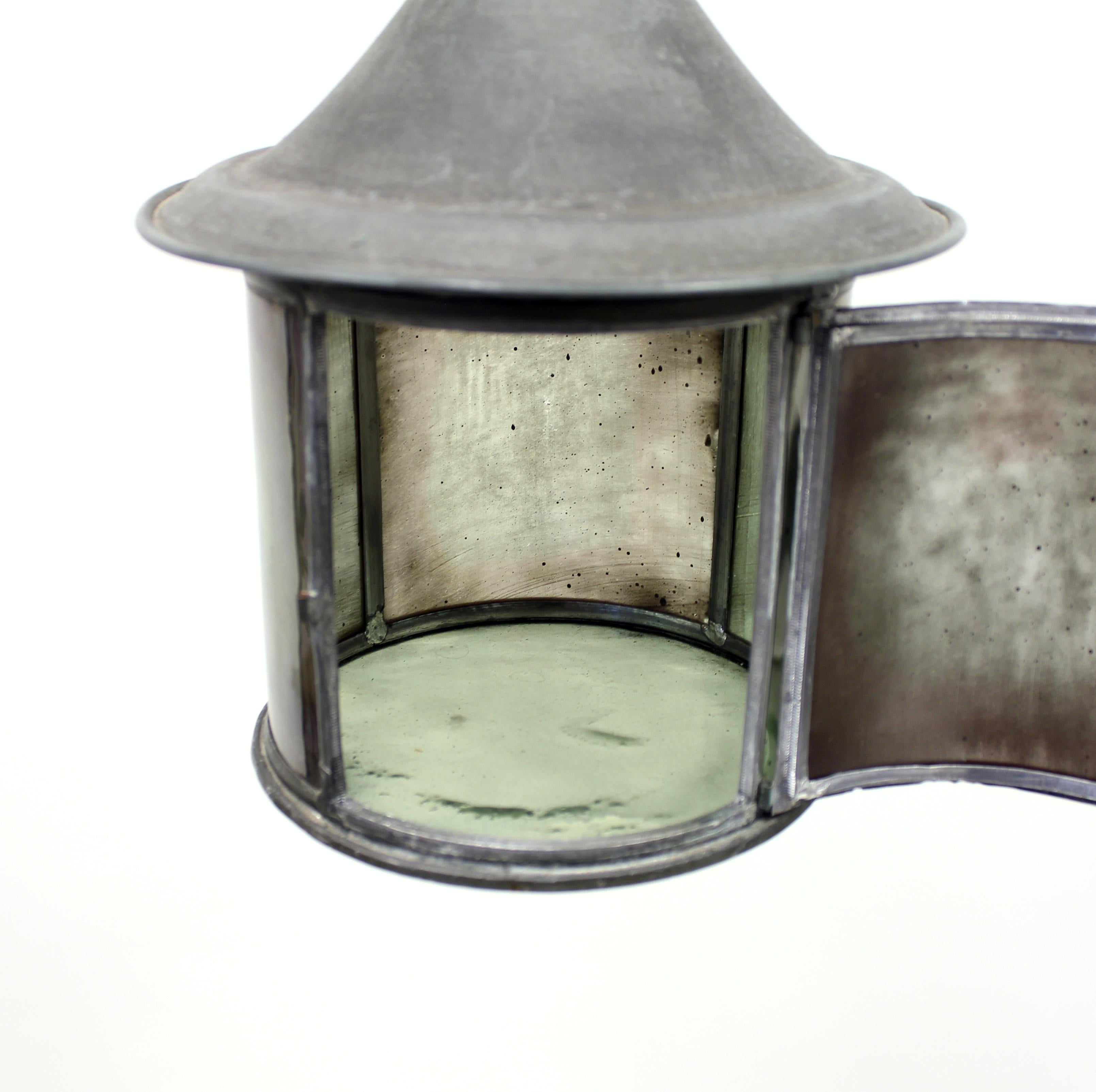 Arts & Crafts Iron and Glass Lantern, Early 20th Century 1