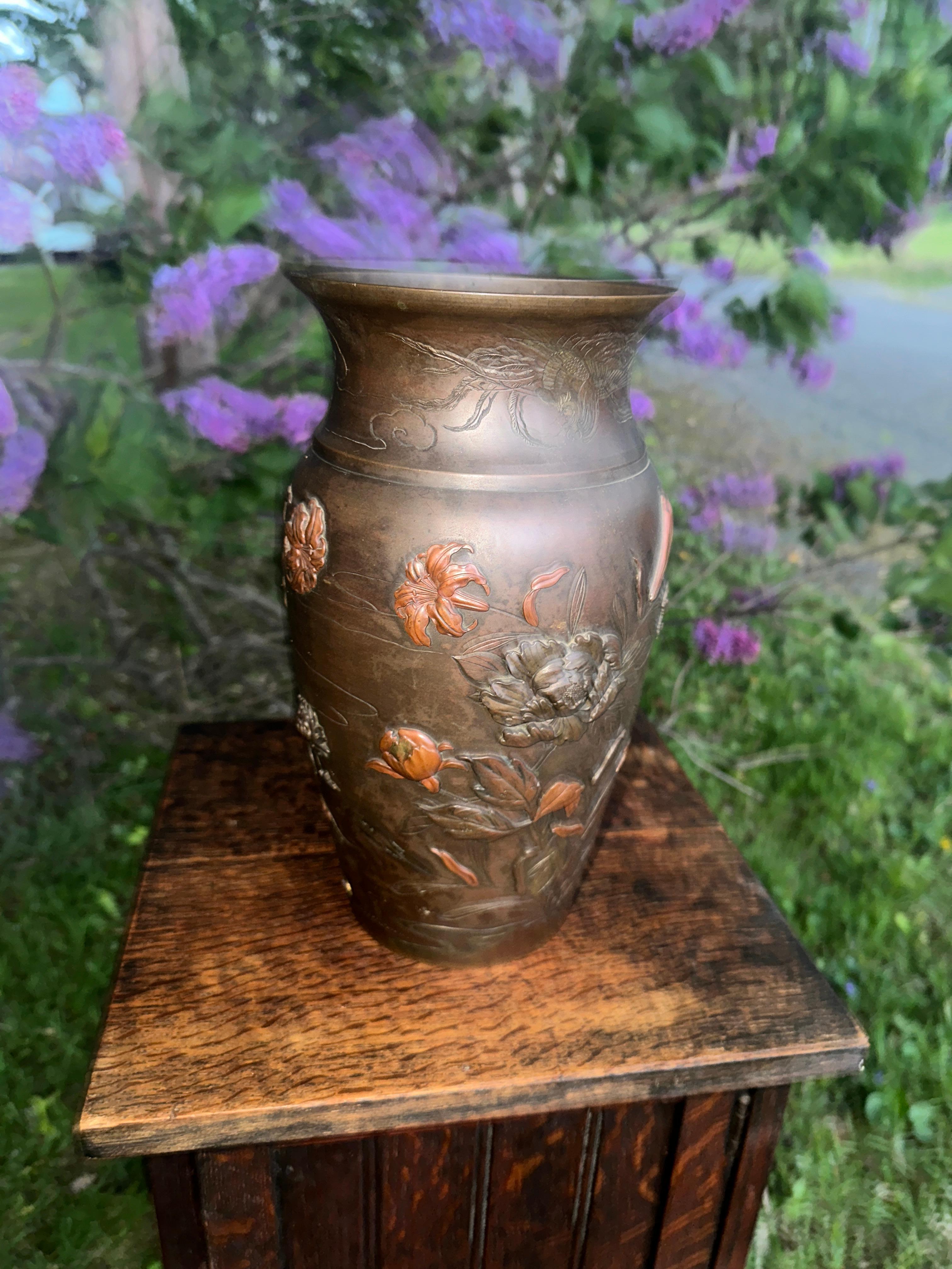 Vaso di bronzo giapponese Arts & Crafts dell'epoca Stickley  - F8191 in vendita 3