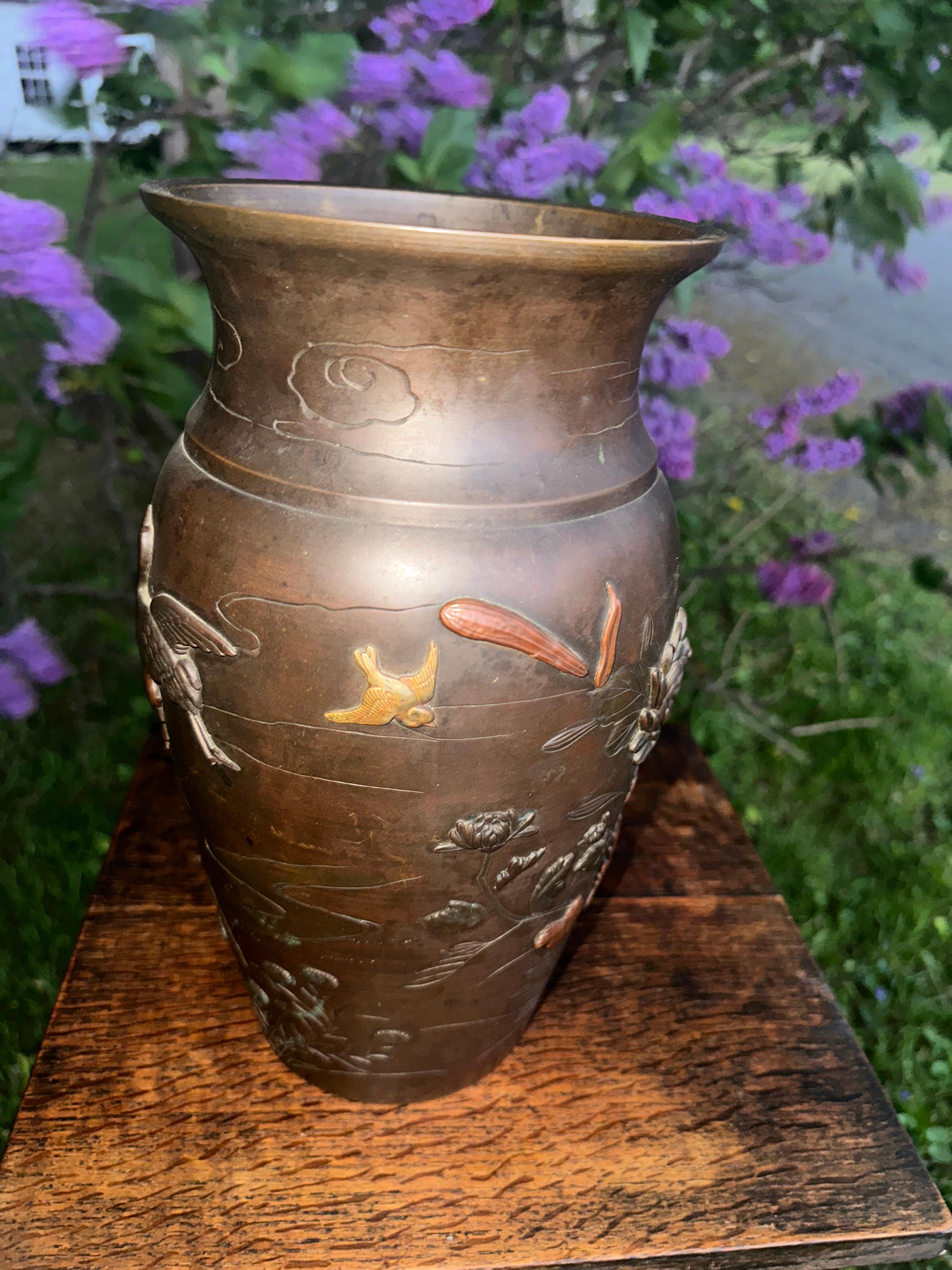 Vaso di bronzo giapponese Arts & Crafts dell'epoca Stickley  - F8191 in vendita 7