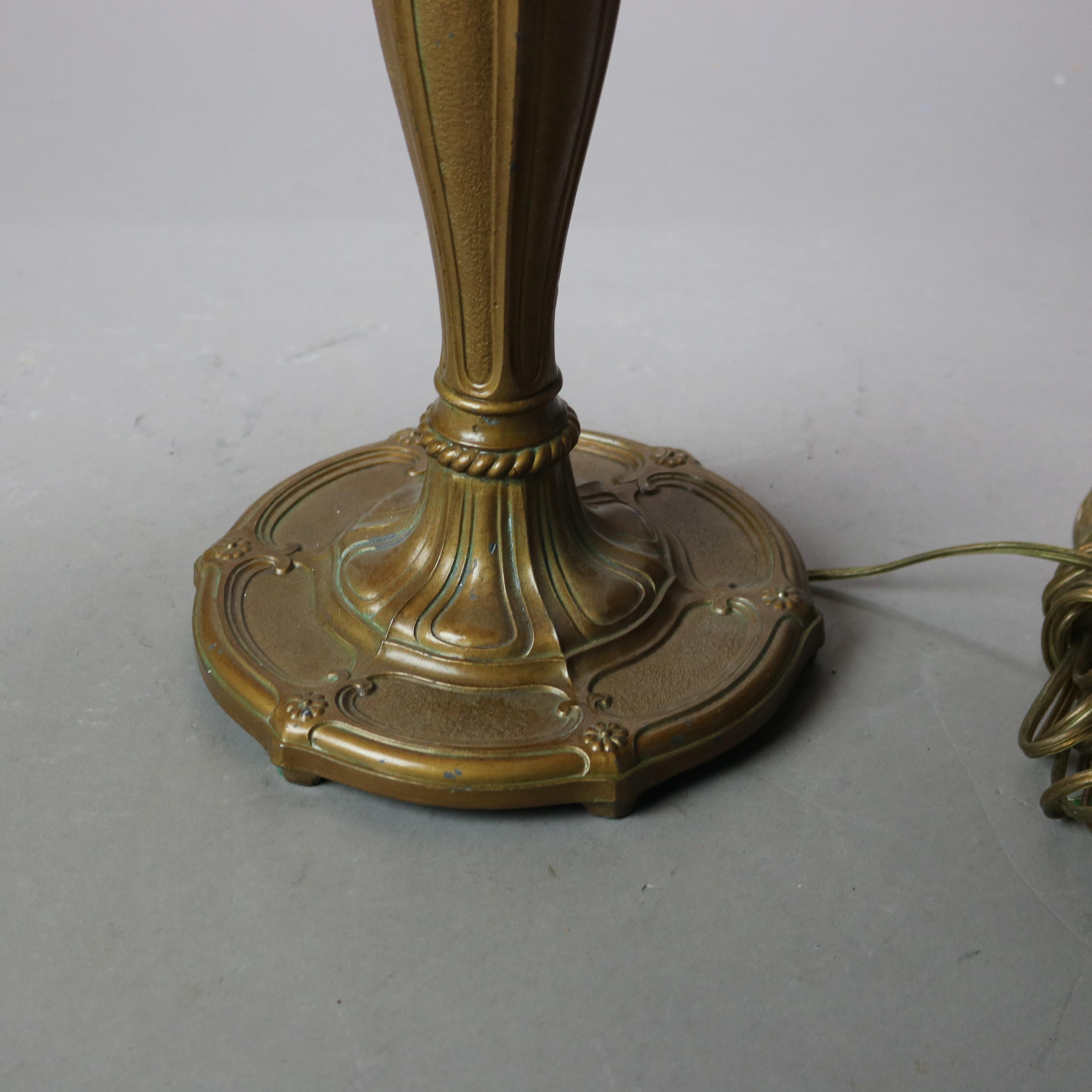 Lampada da tavolo Jefferson dipinta a rovescio con scena di paesaggio, firmata In condizioni buone a Big Flats, NY