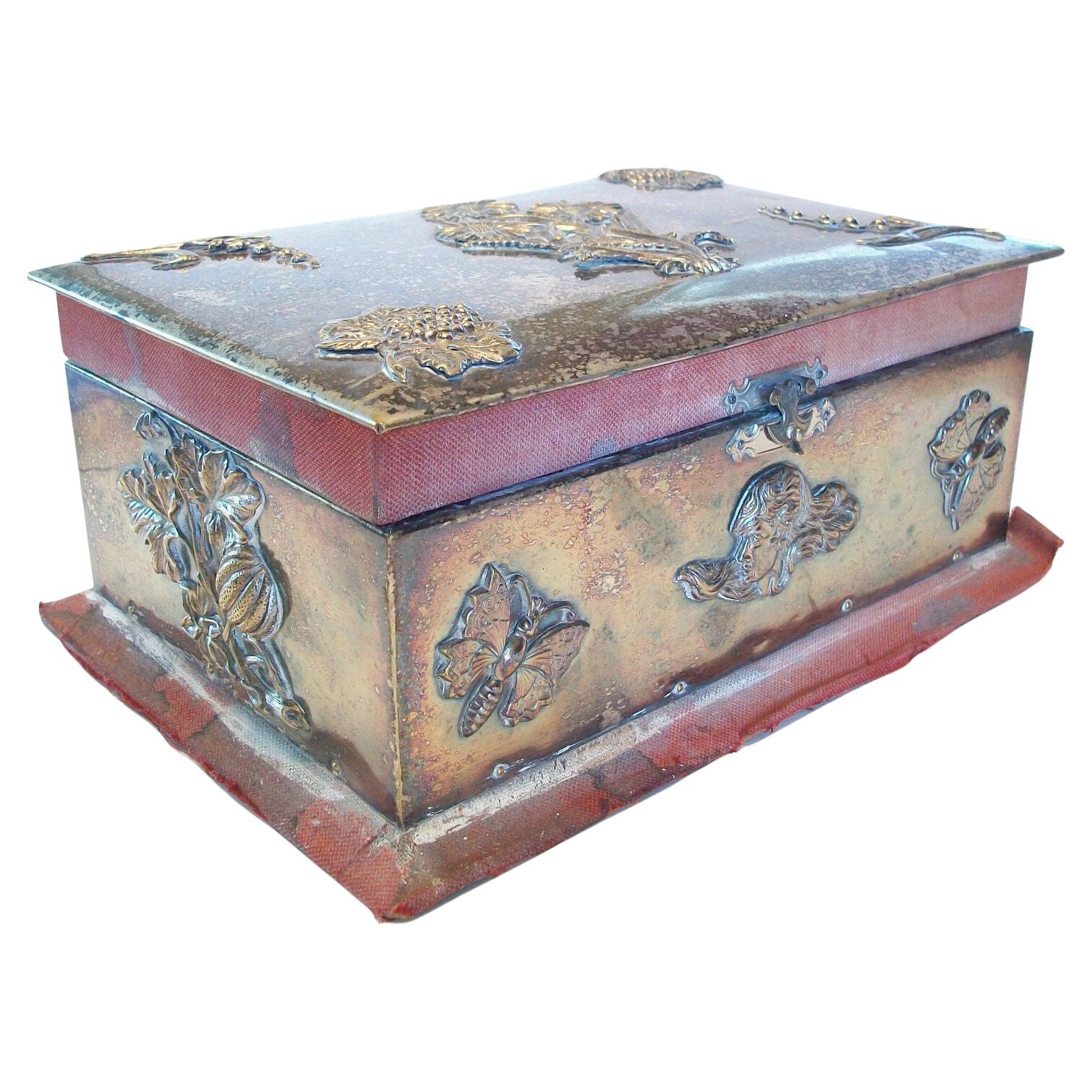 Arts & Crafts Jewelry Box with Applied Decoration - Unsigned - U K - Circa 1880