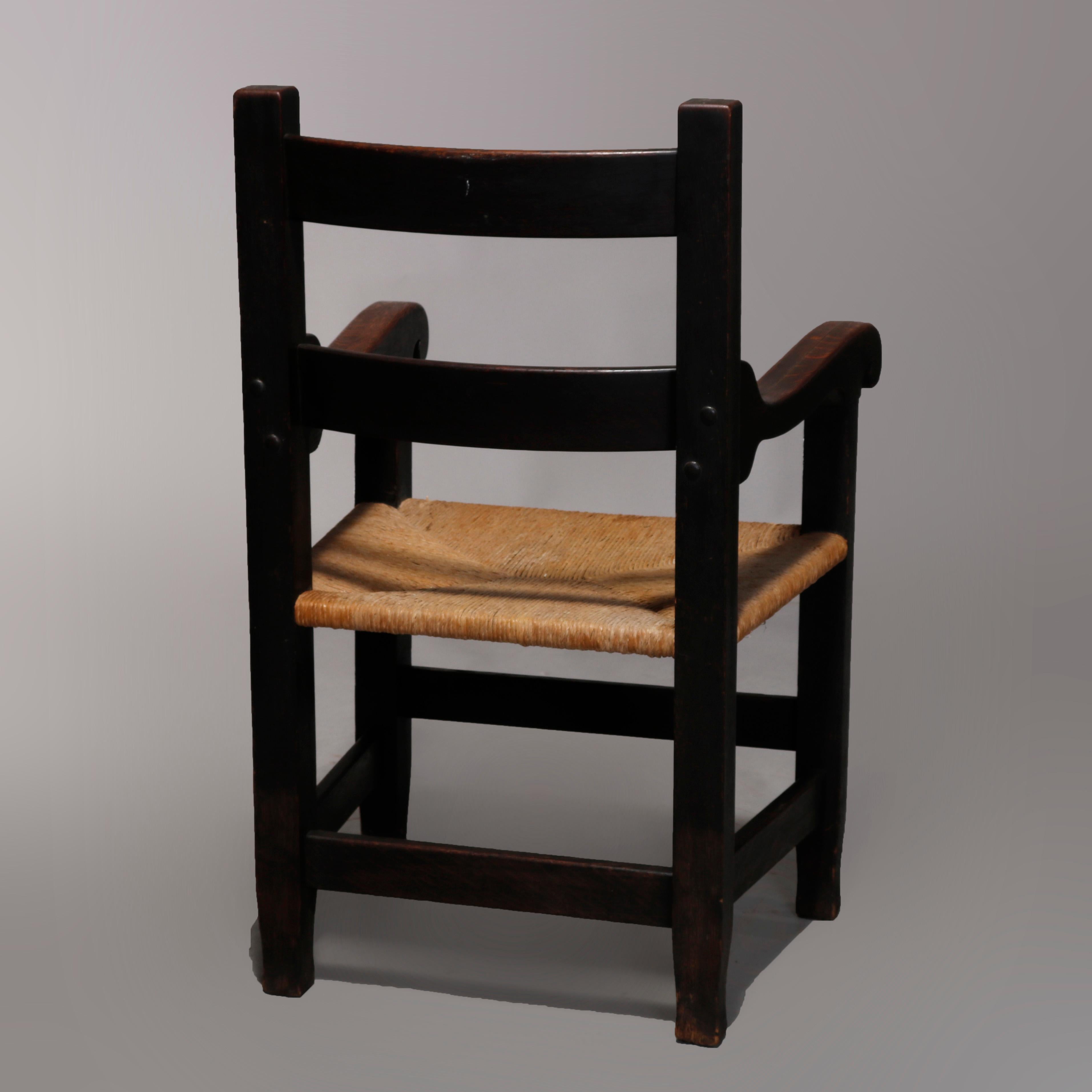 Arts & Crafts Joseph McHugh Mission Oak Armchairs with MackMurdo Feet, c1910 7
