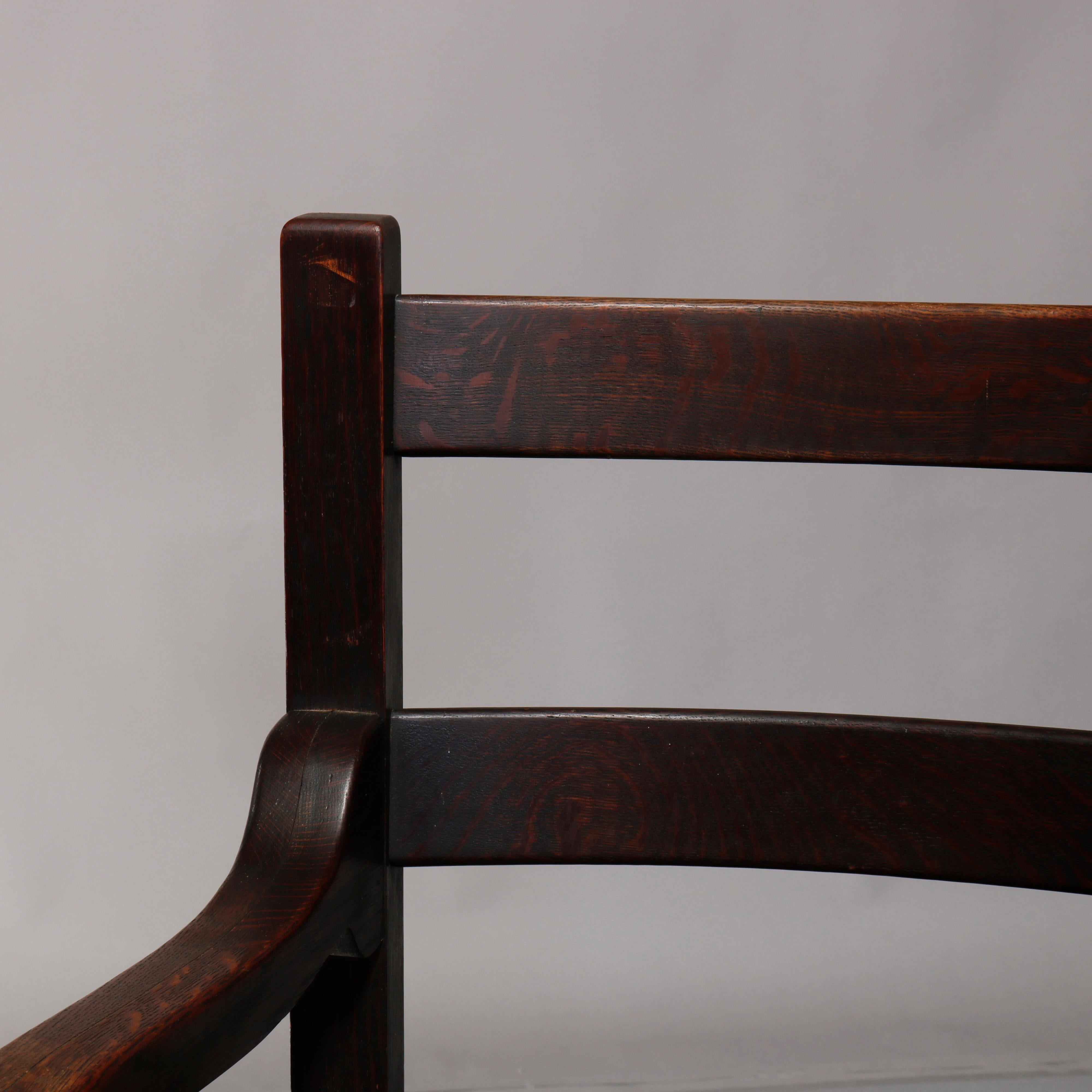 Arts & Crafts Joseph McHugh Mission Oak Armchairs with MackMurdo Feet, c1910 1