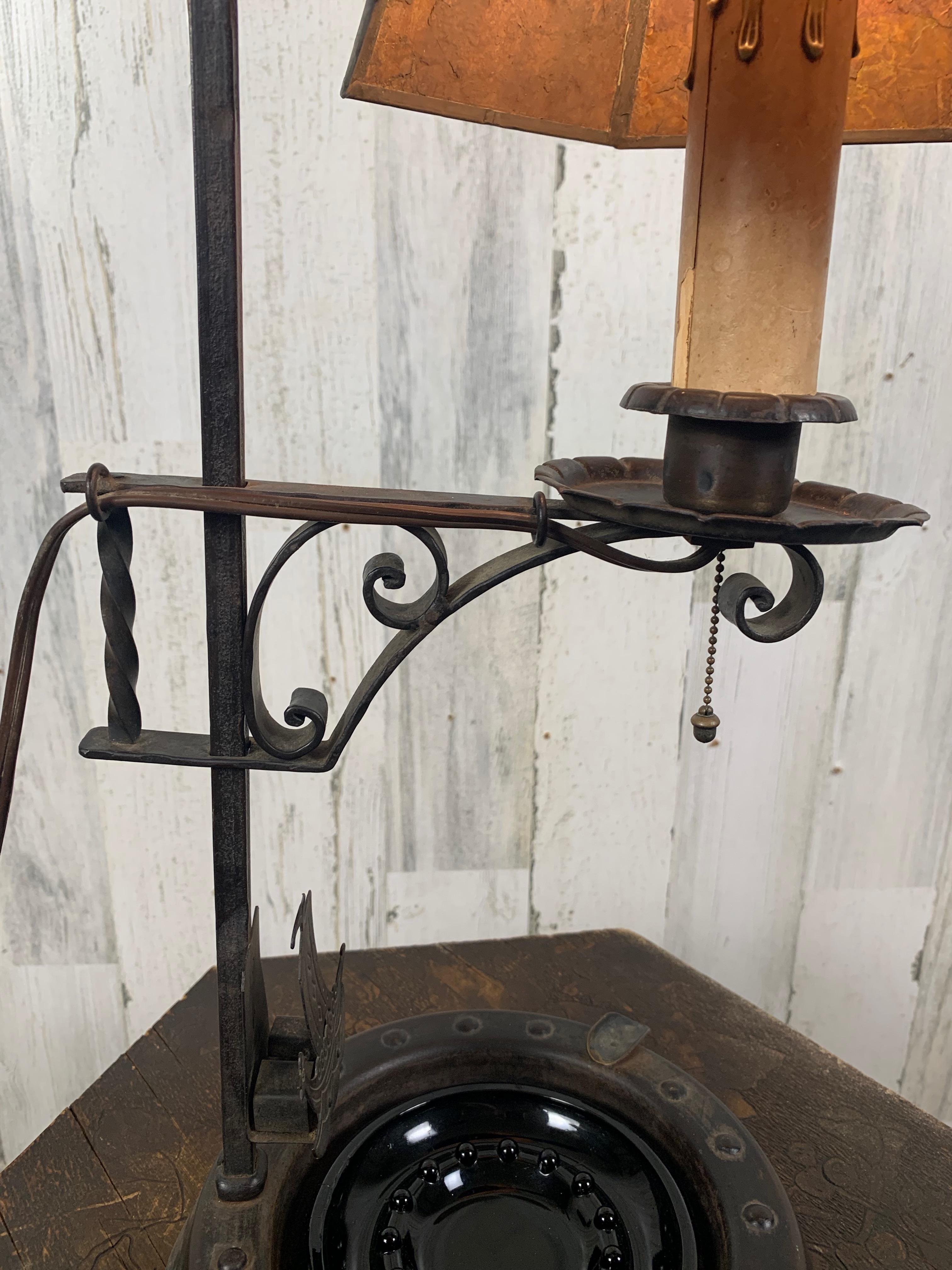 Arts & Crafts Lamp with Mica Shade 4