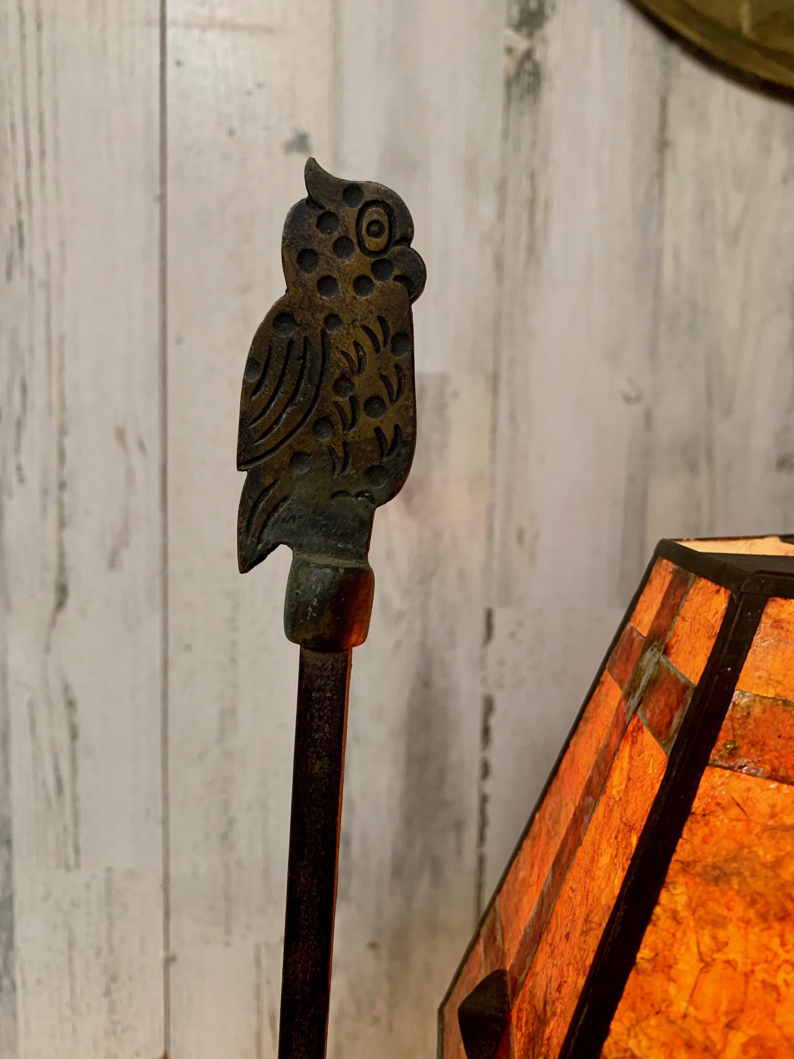 Hand-Crafted Arts & Crafts Lamp with Mica Shade