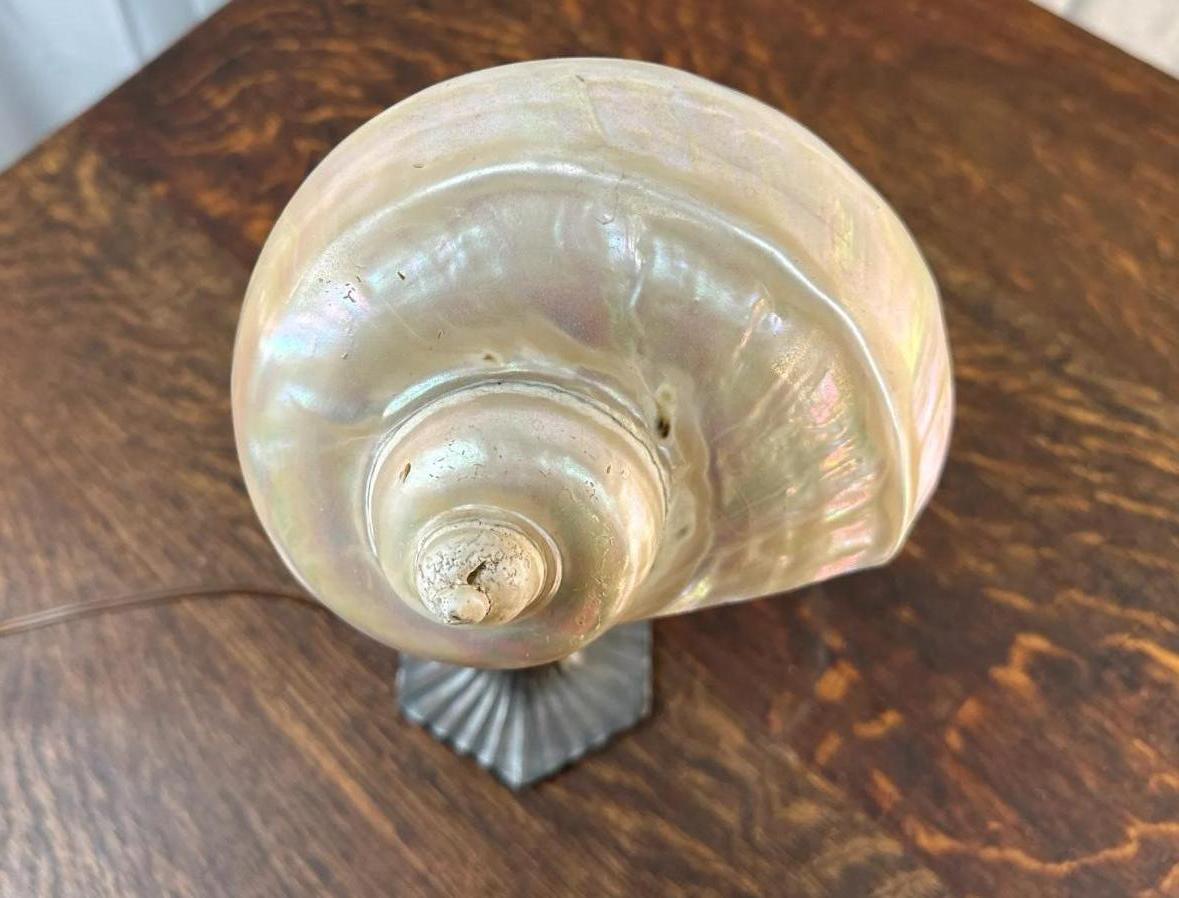 Arts & Crafts Lamp with Shell Shade - Stickley era W7320  / ON SALE For Sale 9
