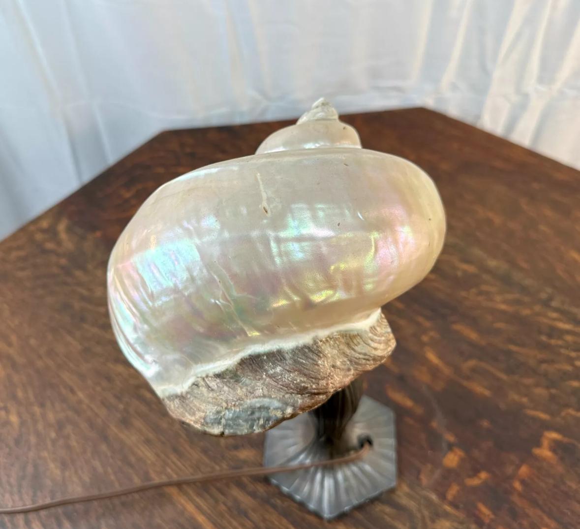 Arts & Crafts Lamp with Shell Shade - Stickley era W7320  / ON SALE For Sale 10