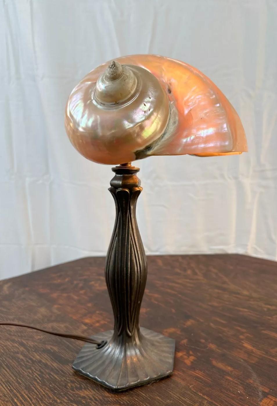 Arts and Crafts Arts & Crafts Lamp with Shell Shade - Stickley era W7320  / ON SALE For Sale