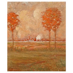 Antique Arts & Crafts Landscape Oil Painting