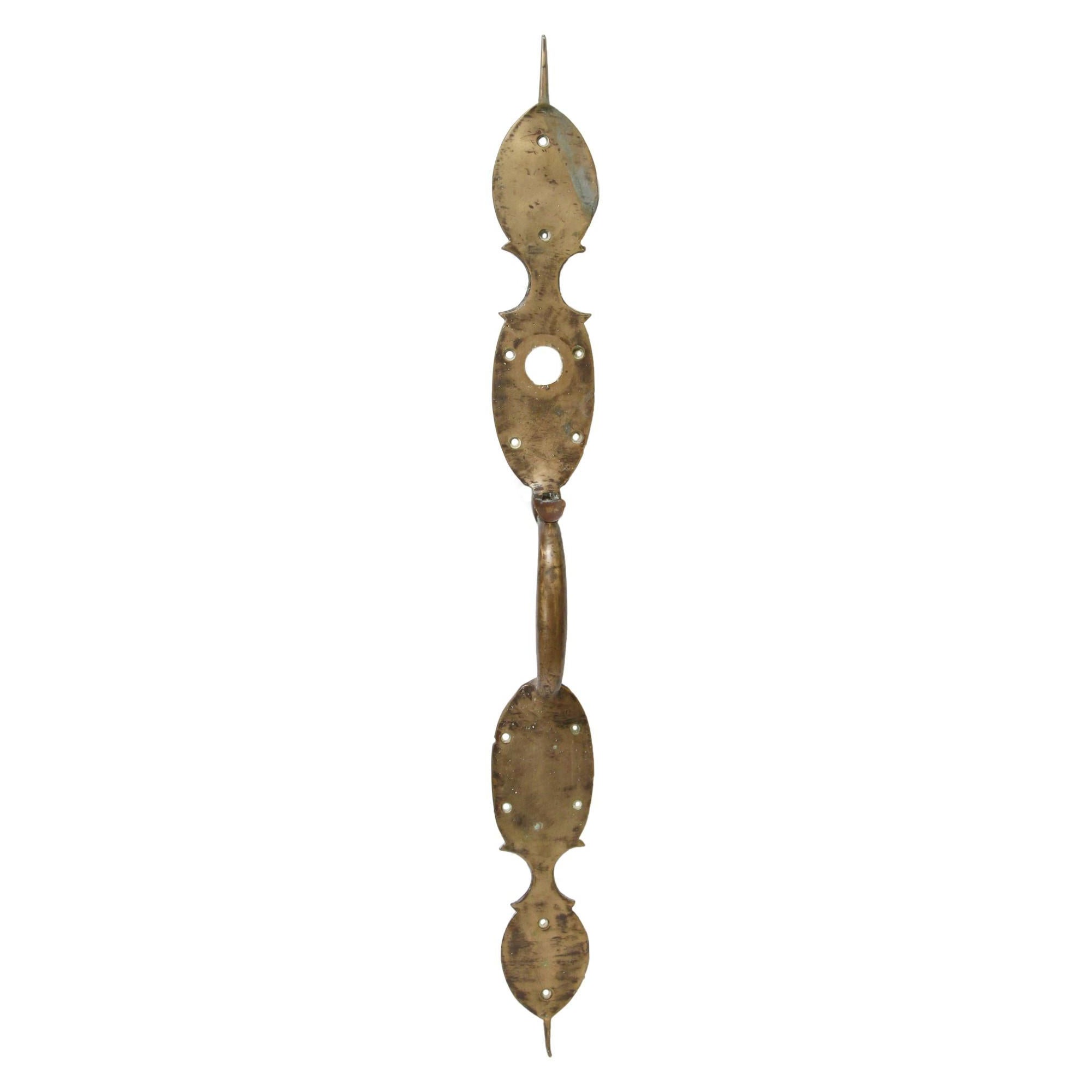 Arts & Crafts Large Brass Door Pull Handle Thumb Latch & Lock Insert
