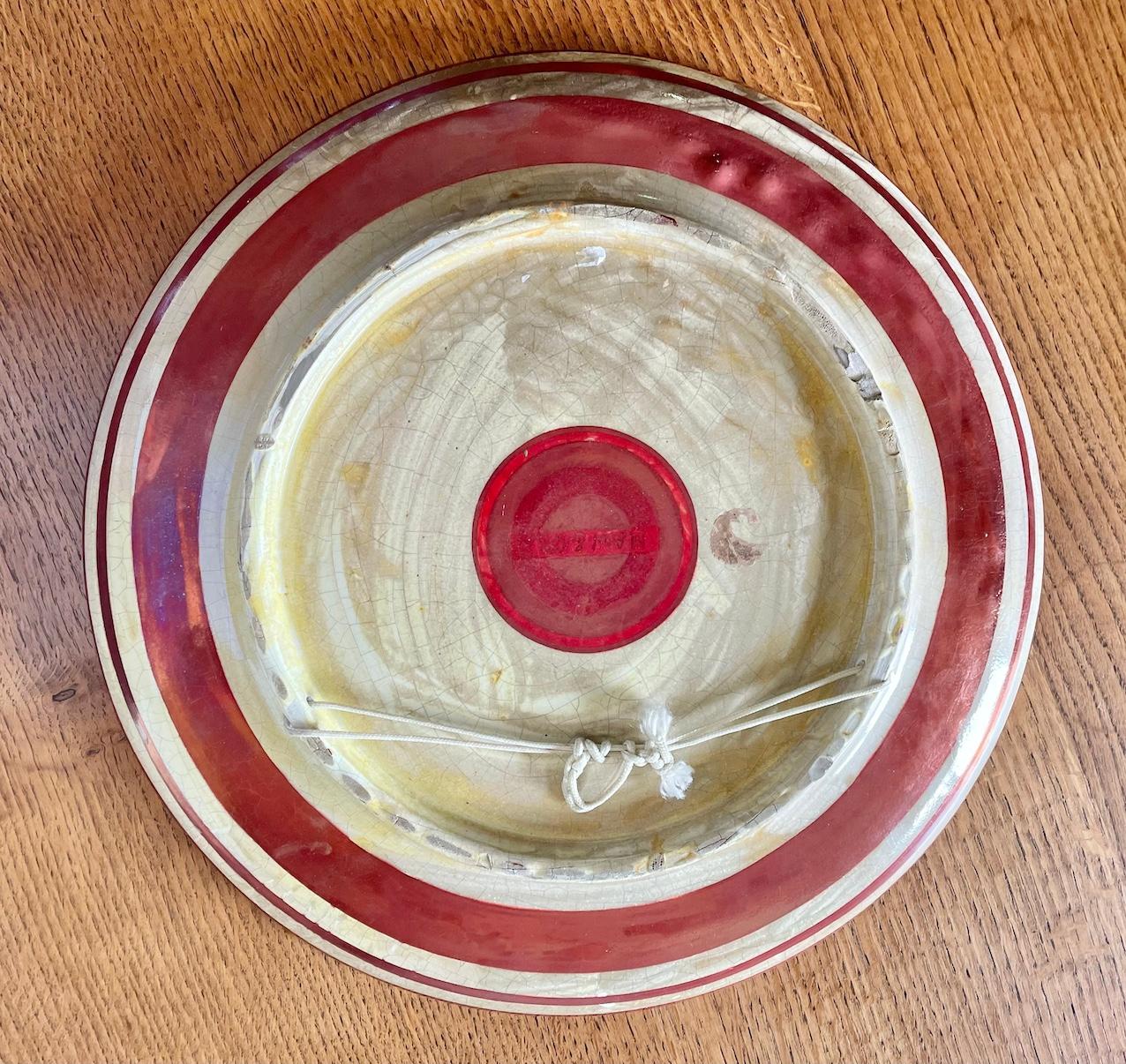 English Arts & Crafts Large Ruby Lustre Charger By Maw & Co