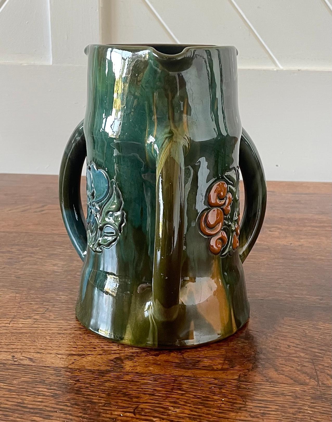 English Arts & Crafts Large Sunflower Pottery Tyg By Sir Edmund Elton
