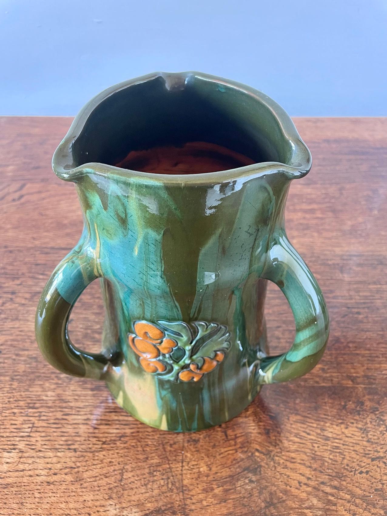 Arts & Crafts Large Sunflower Pottery Tyg By Sir Edmund Elton In Good Condition In Petworth, GB