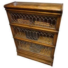 Arts & Crafts Lead Glass Sectional Barristers's Bookcase