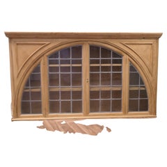 Arts & Crafts Leaded Glass Arched Pine Cupboard