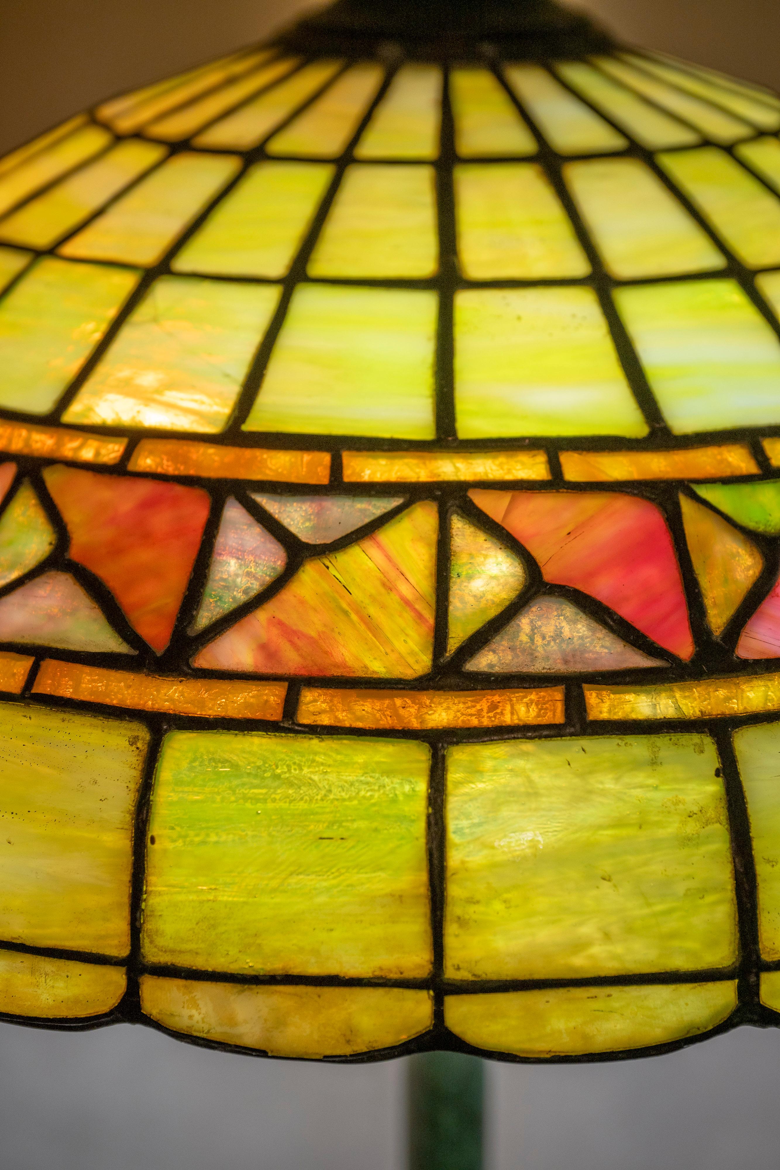 Arts and Crafts Arts & Crafts Leaded Glass Table Lamp, Duffner & Kimberly  ca. 1910 For Sale