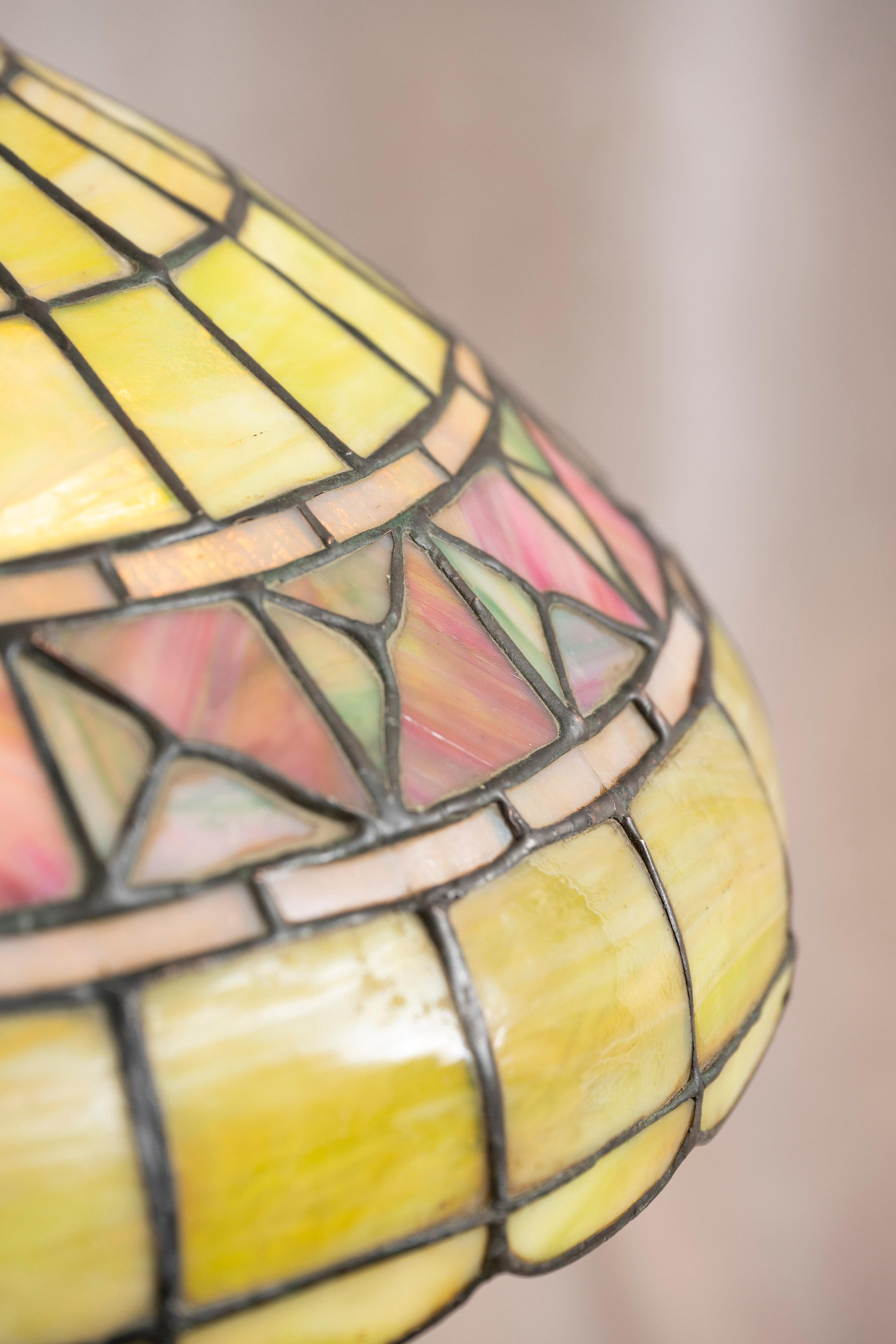 Bronze Arts & Crafts Leaded Glass Table Lamp, Duffner & Kimberly  ca. 1910 For Sale