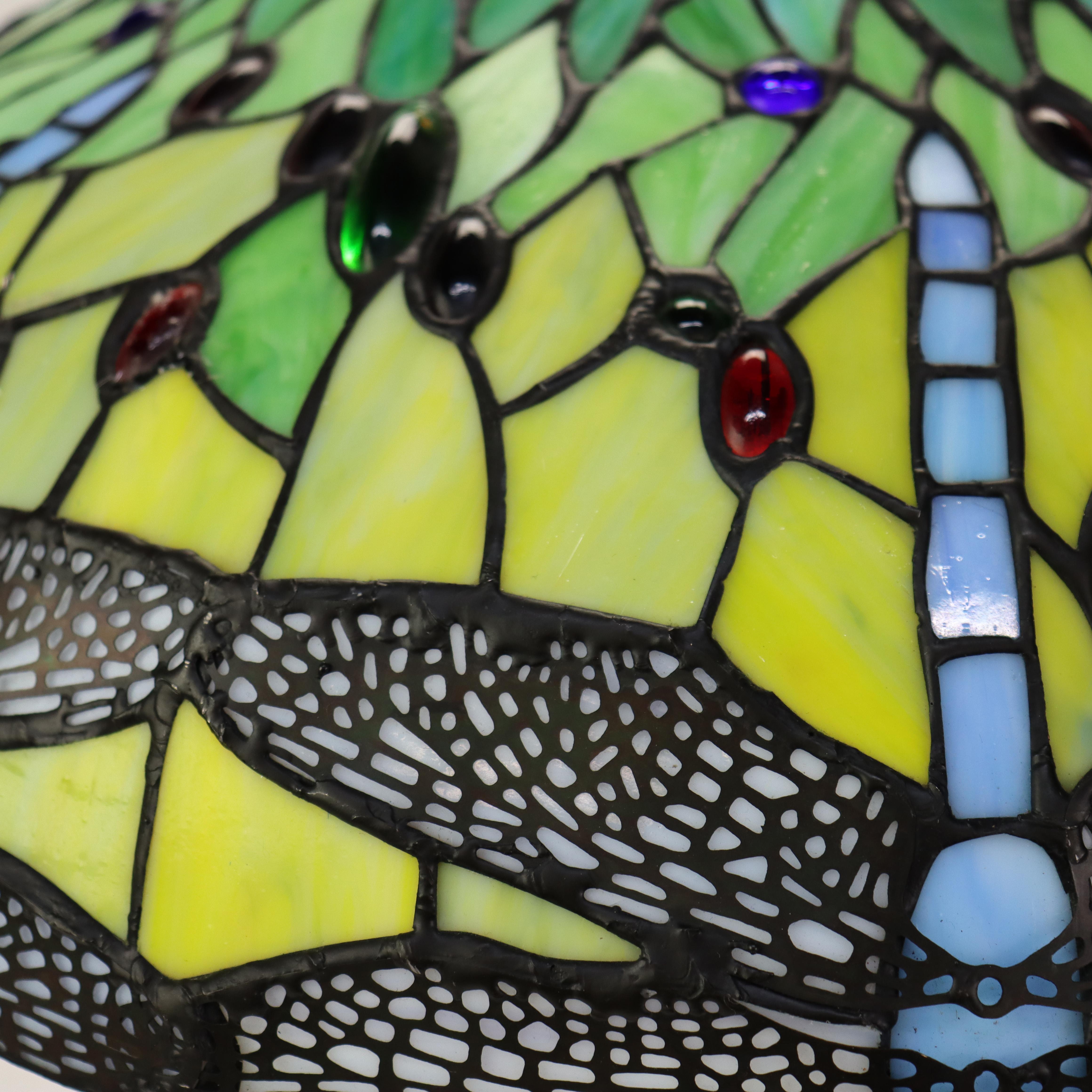 Lámpara de sobremesa Arts & Crafts Leaded Stained Glass Dragonfly 20thC Artes y manualidades en venta
