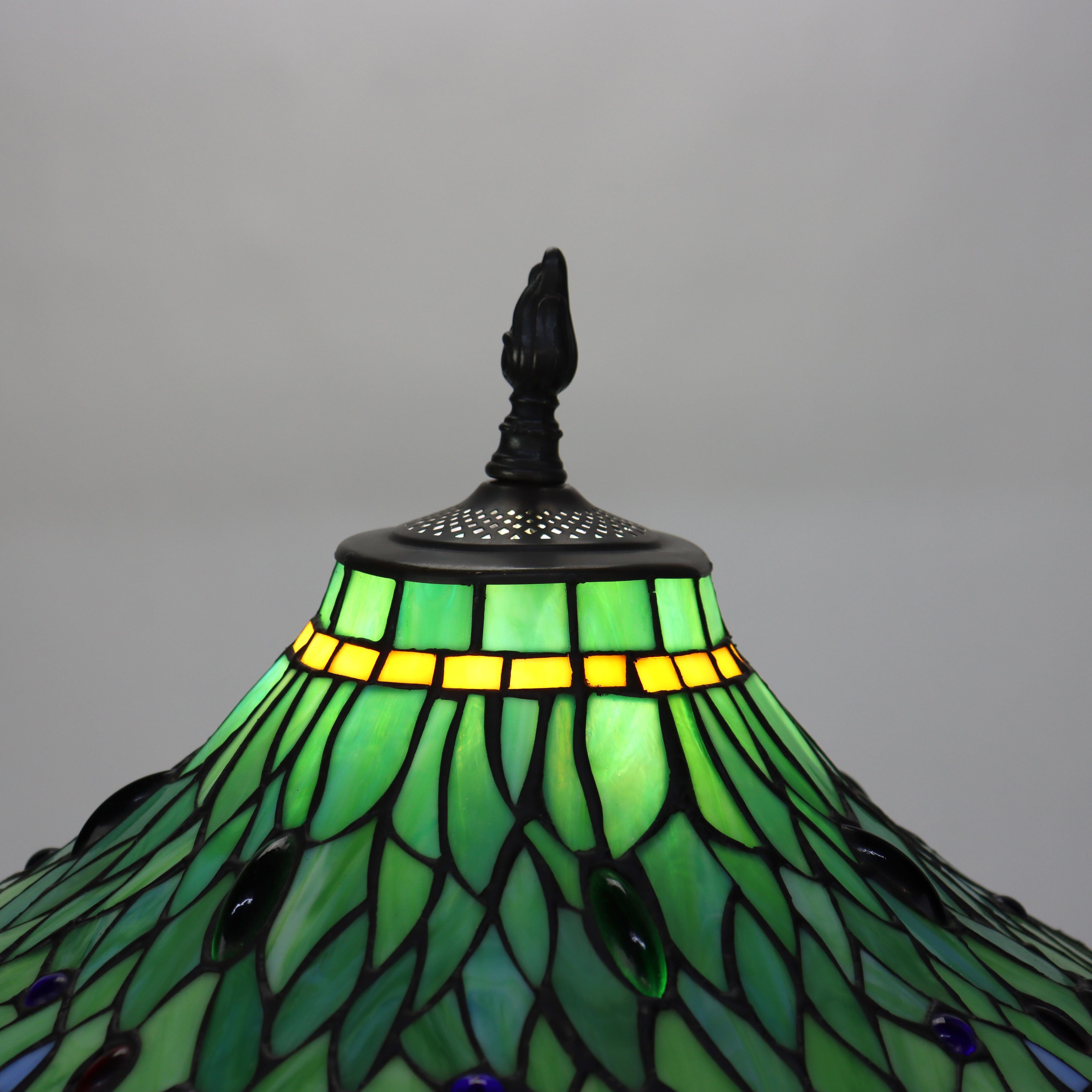 Lámpara de sobremesa Arts & Crafts Leaded Stained Glass Dragonfly 20thC Estadounidense en venta