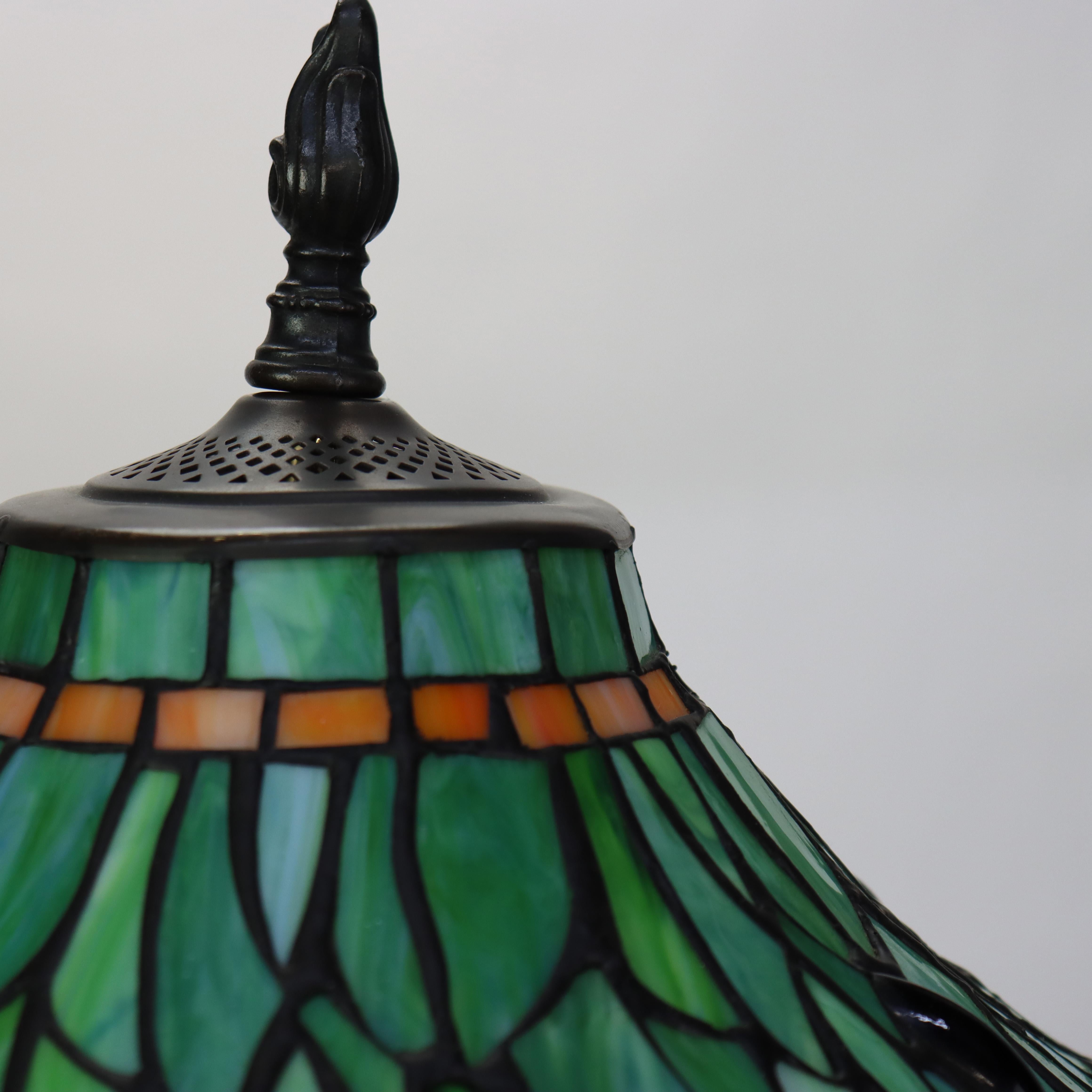 Lámpara de sobremesa Arts & Crafts Leaded Stained Glass Dragonfly 20thC en venta 2