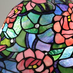 Arts & Crafts Leaded Stained Glass Table Lamp 20thC