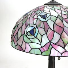 Arts & Crafts Leaded Stained Glass Table Lamp 20thC