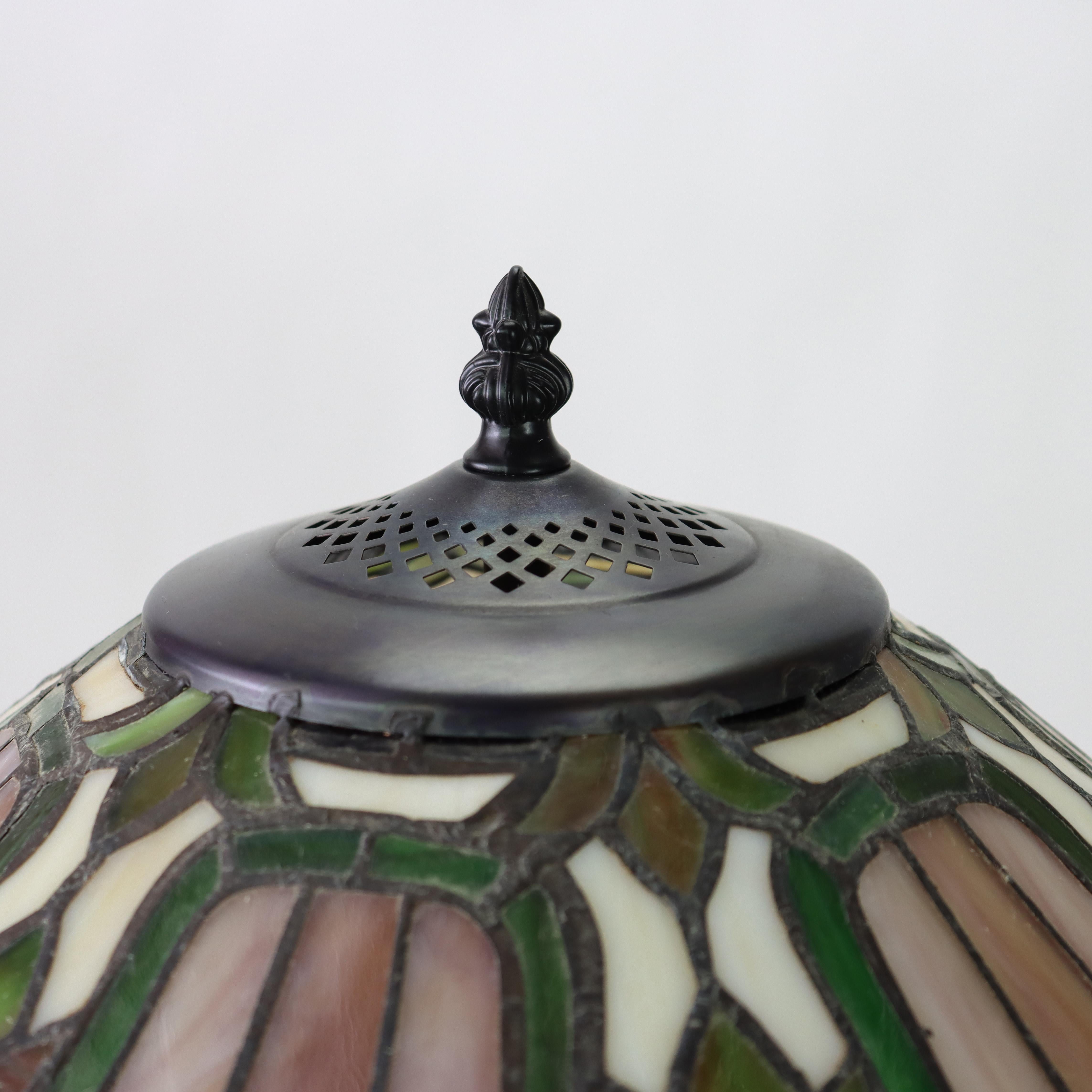 Arts and Crafts Arts & Crafts Leaded Stained Glass Table Lamp 20thC For Sale