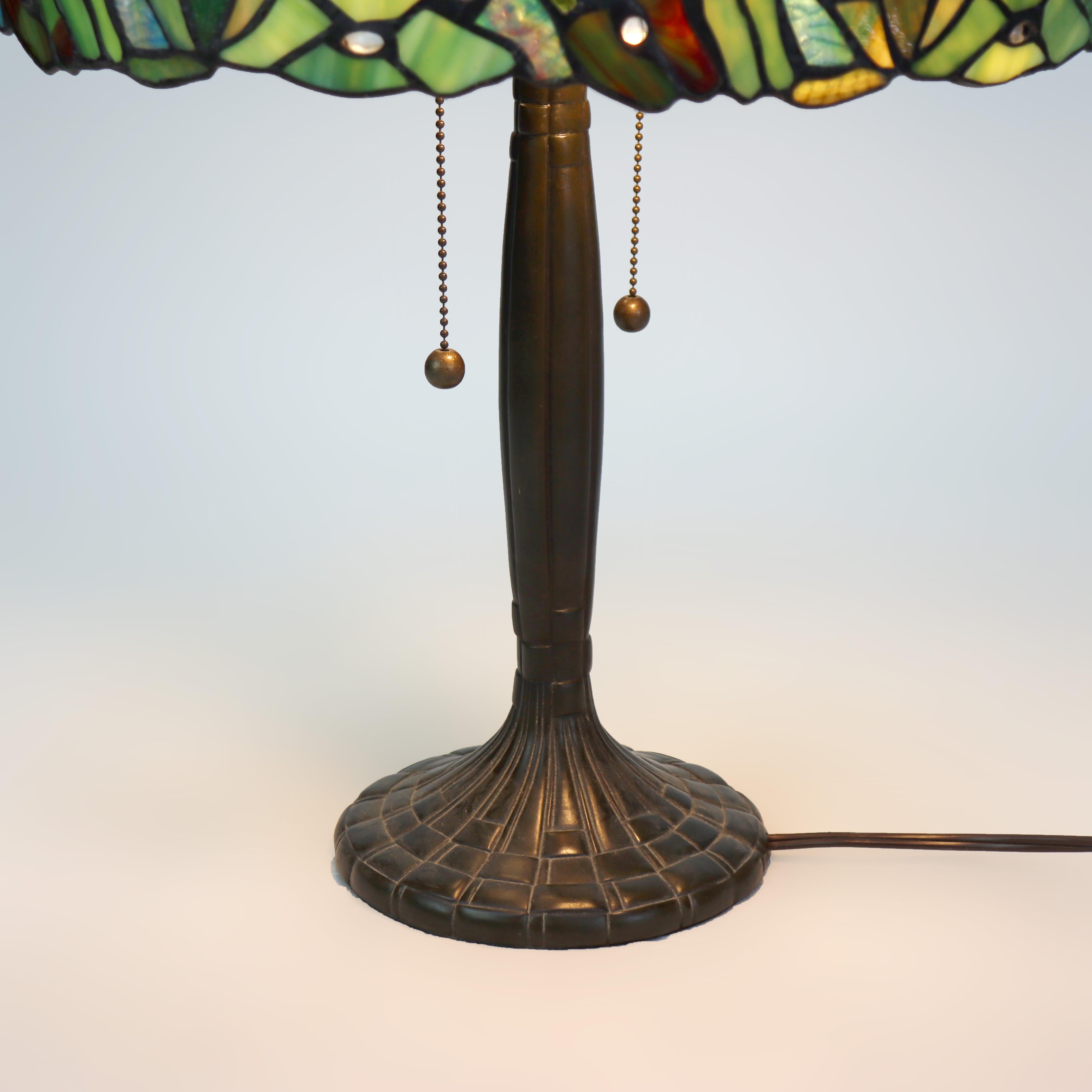 Lámpara de sobremesa Arts & Crafts Leaded Stained glass 20thC Estadounidense en venta