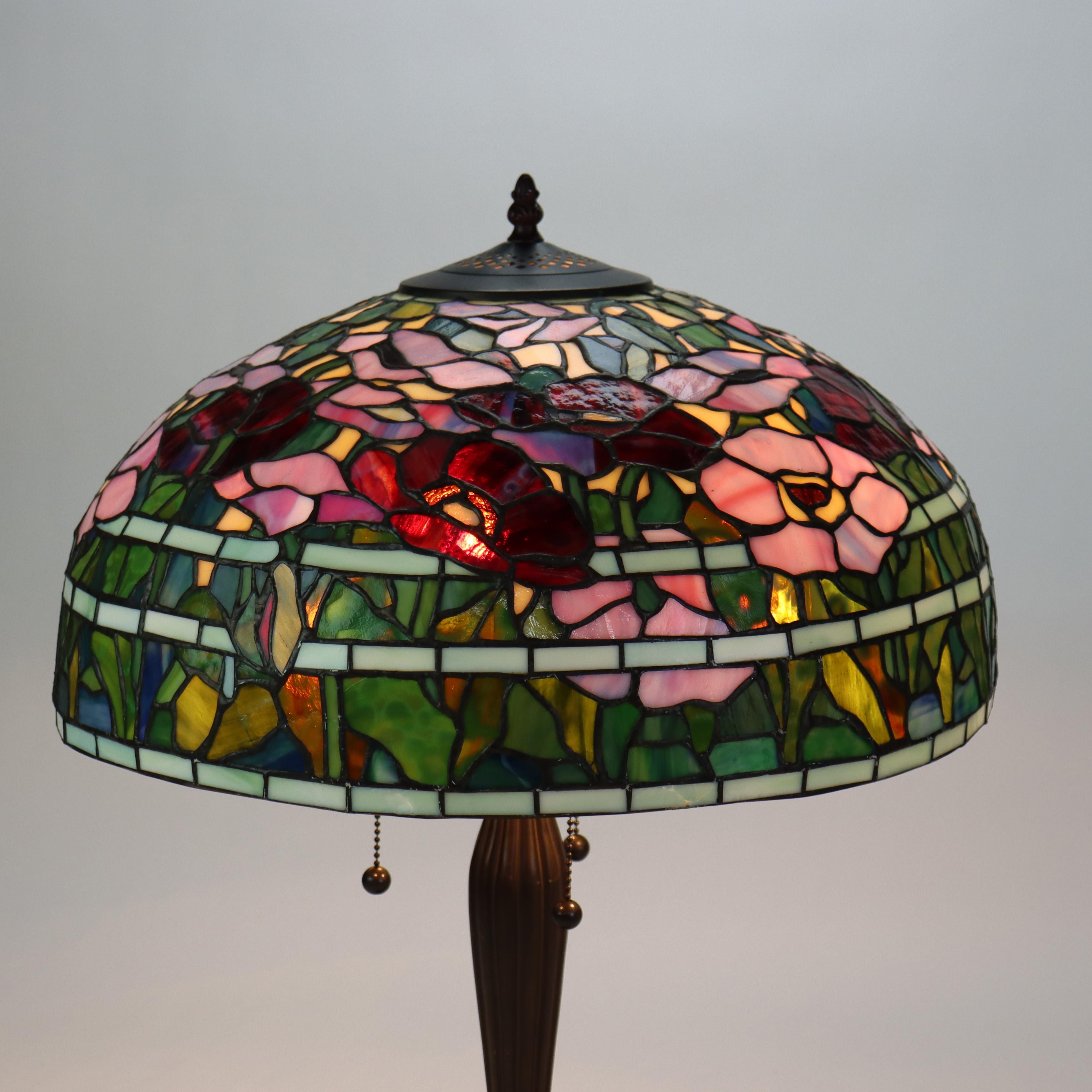 Lámpara de sobremesa Arts & Crafts Leaded Stained glass 20thC Vitral en venta