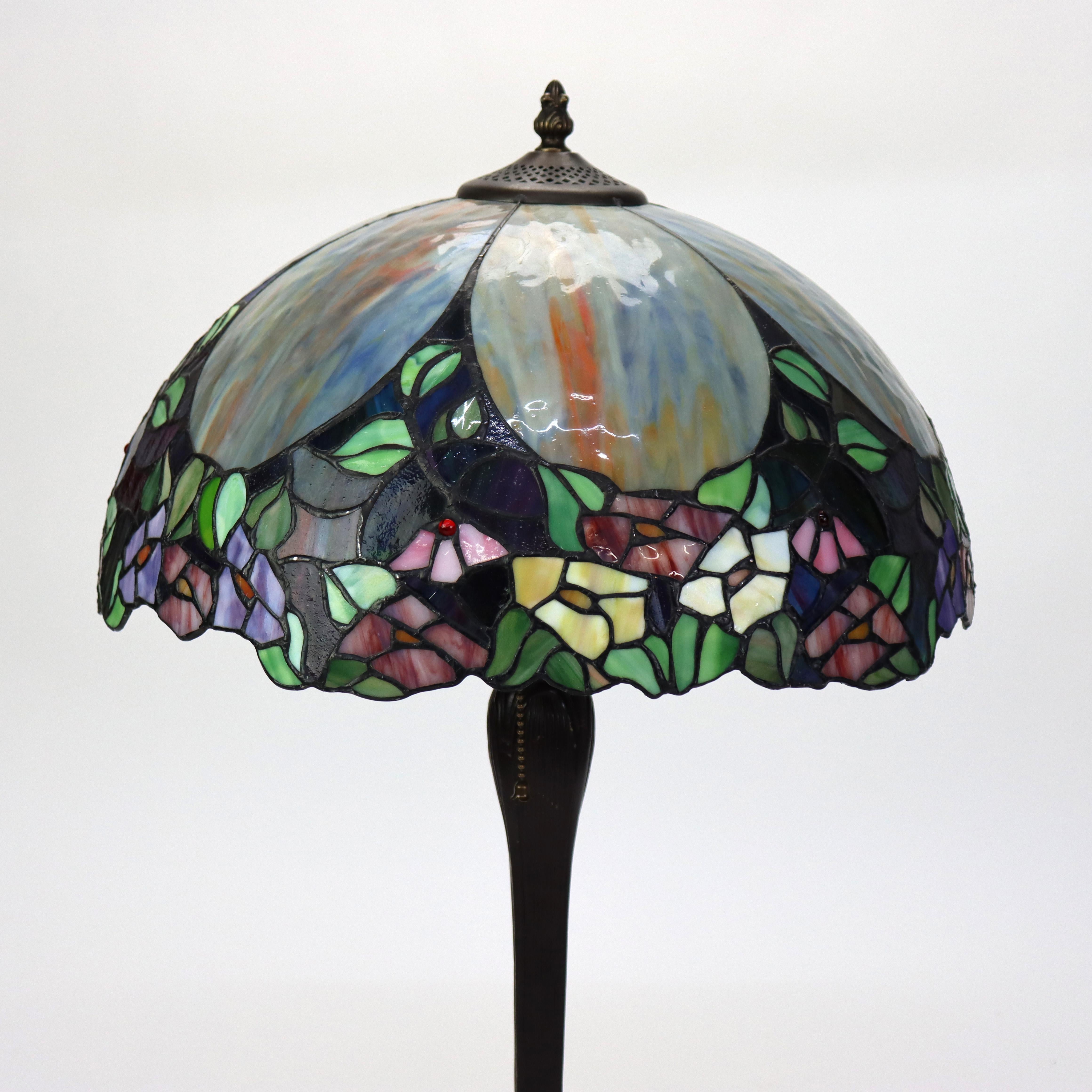 Lámpara de sobremesa Arts & Crafts Leaded Stained glass 20thC Vitral en venta