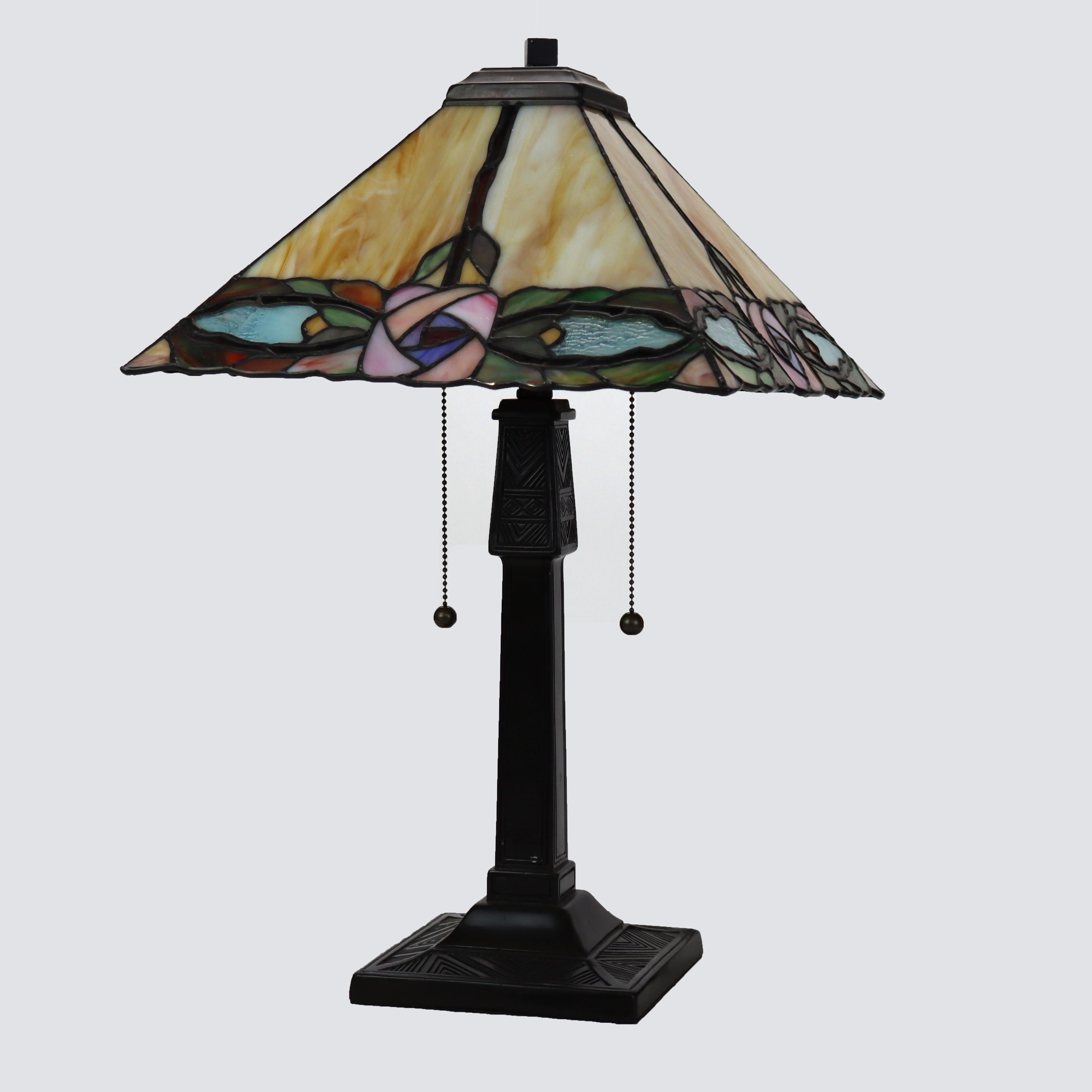 Lámpara de sobremesa Arts & Crafts Leaded Stained glass 20thC en venta 1