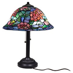 Arts & Crafts Leaded Stained Glass Table Lamp 20thC