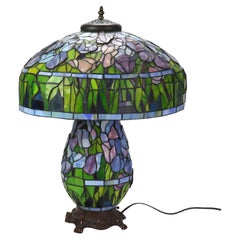 Arts & Crafts Leaded Stained Glass Table Lamp 20thC