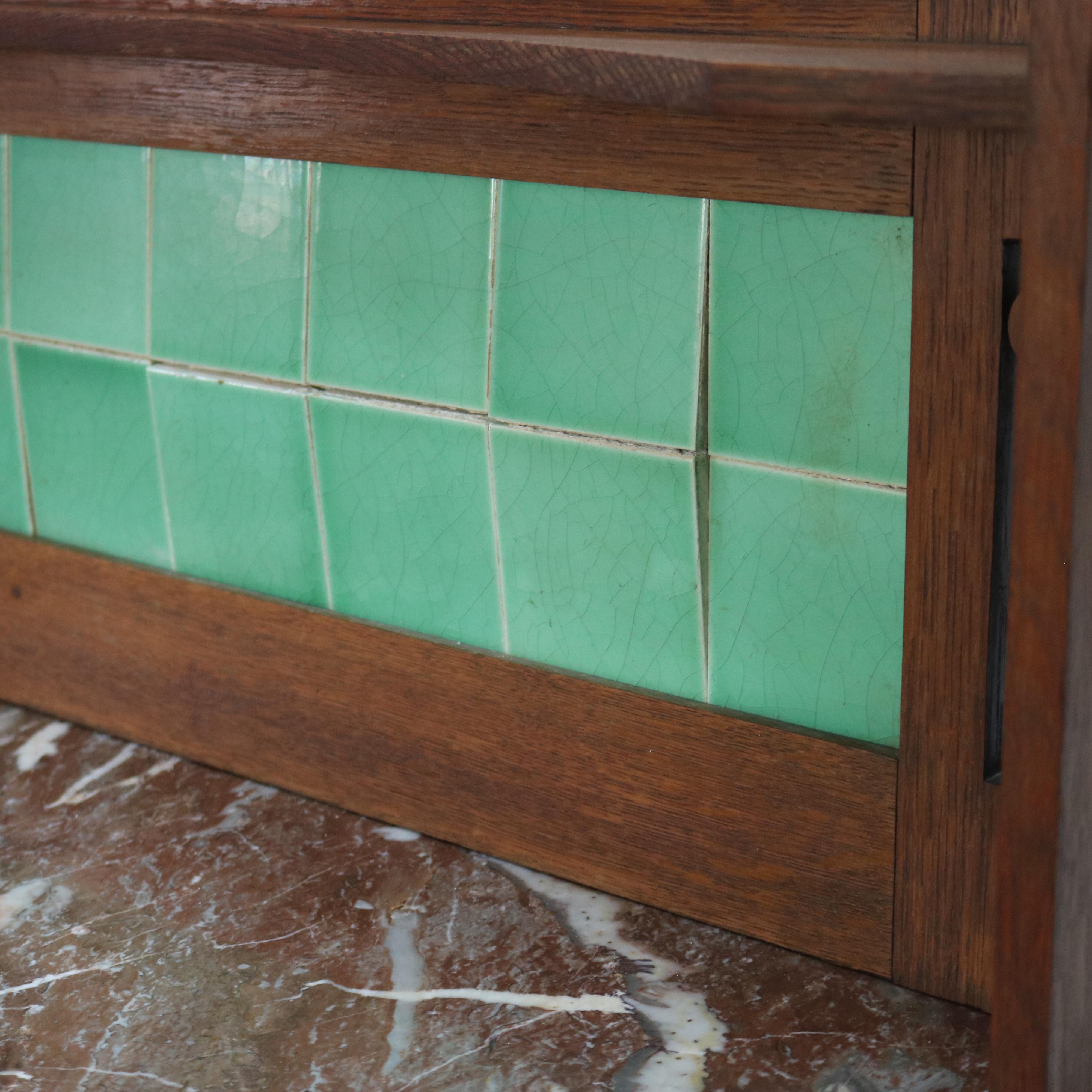 Arts & Crafts Liberty and Co. Mission Oak Marble & Tile Top Washstand C1910 4