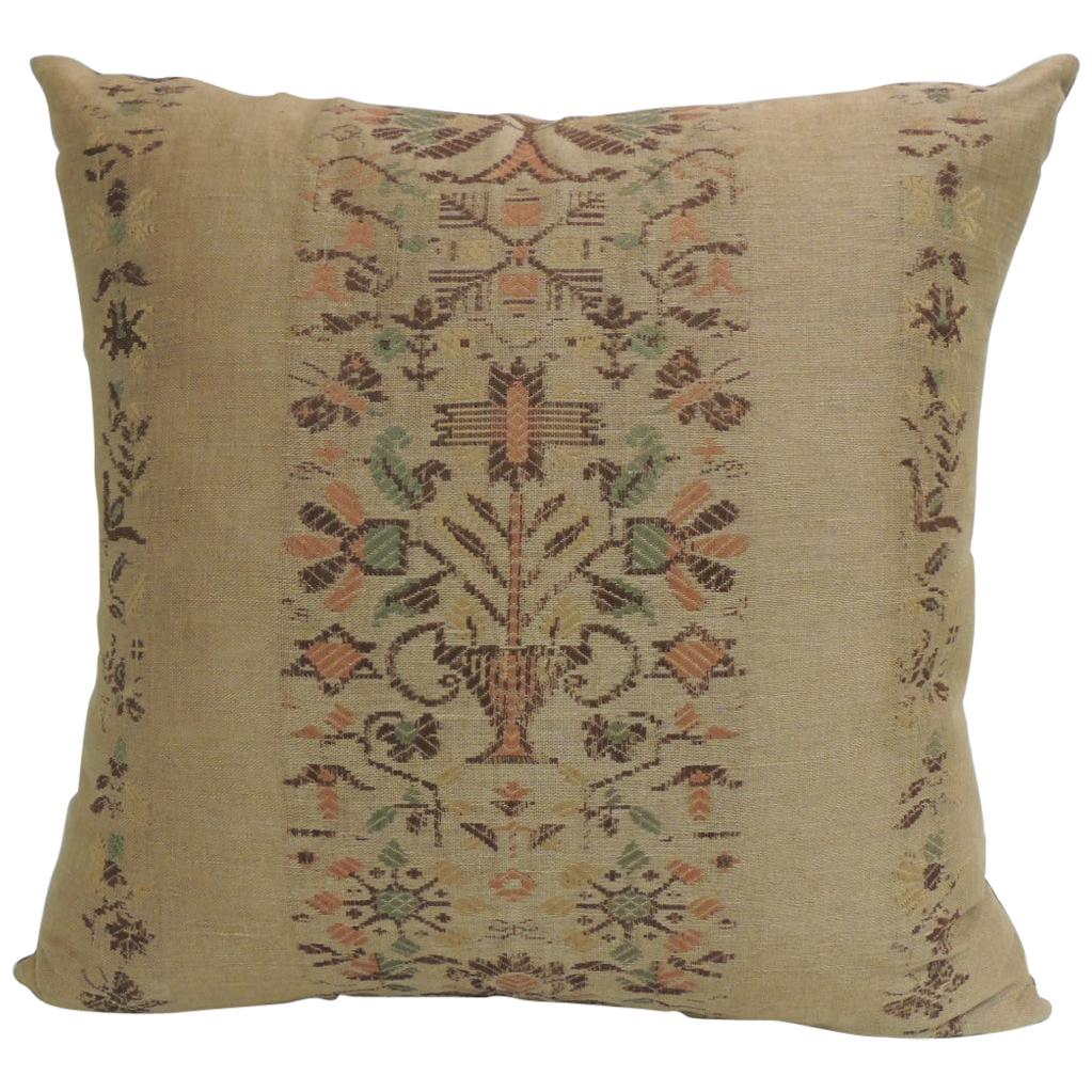Arts & Crafts Linen Floral Decorative Pillow #2