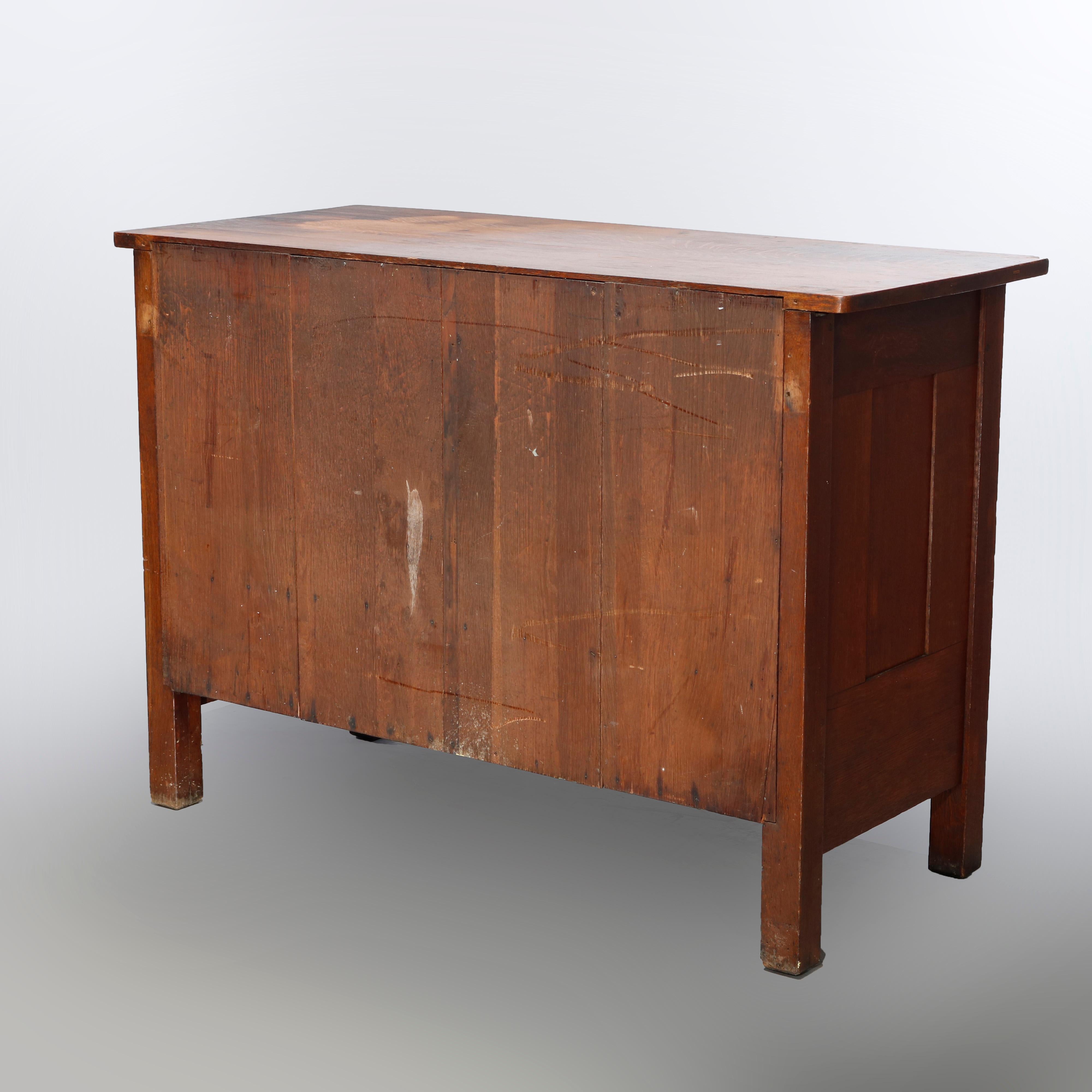 Arts & Crafts L&JG Stickley Mission Oak Sideboard, Hammered Copper Straps, c1910 10