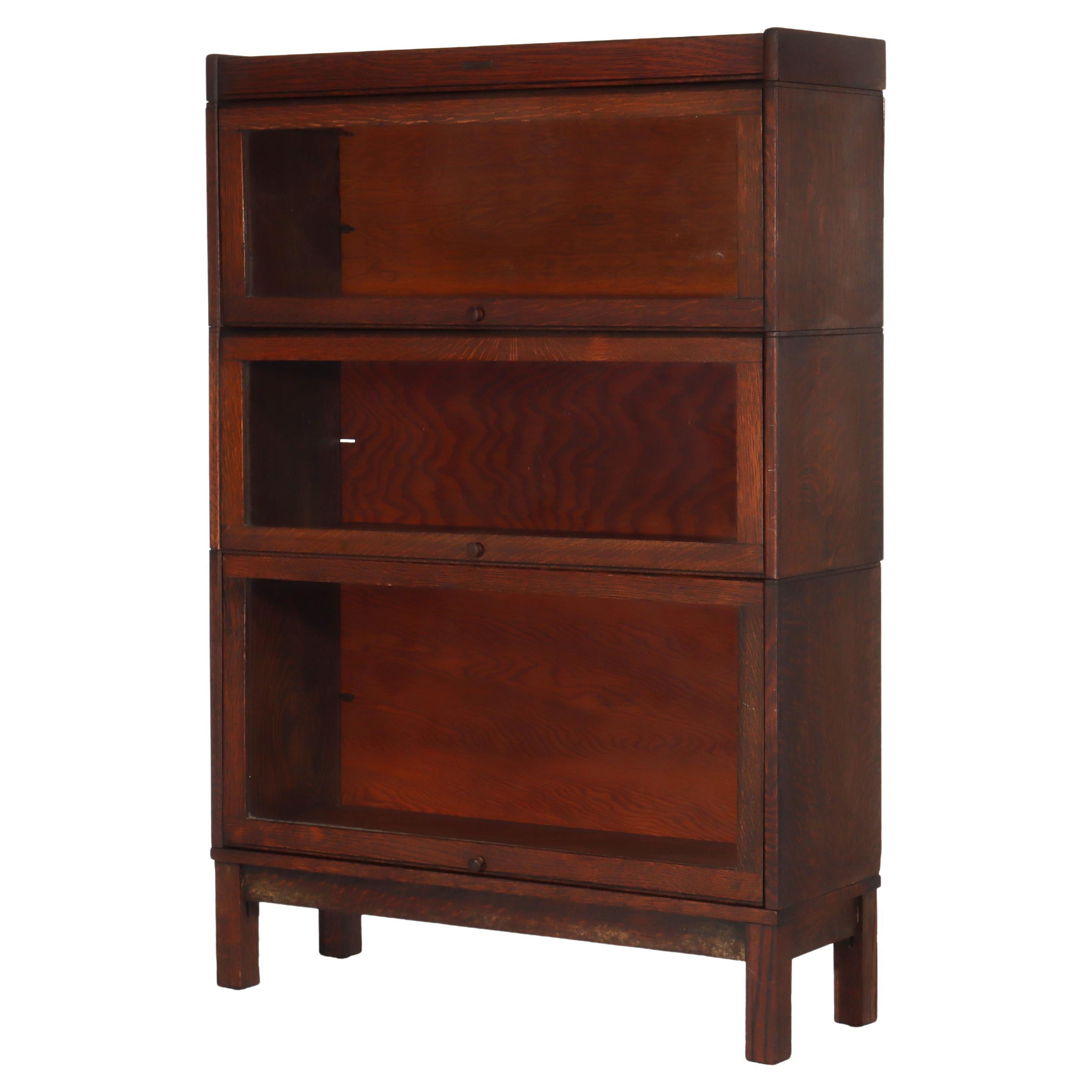 Arts & Crafts Lundstrom Quarter Sawn Oak Stack Barrister Bookcase c1910