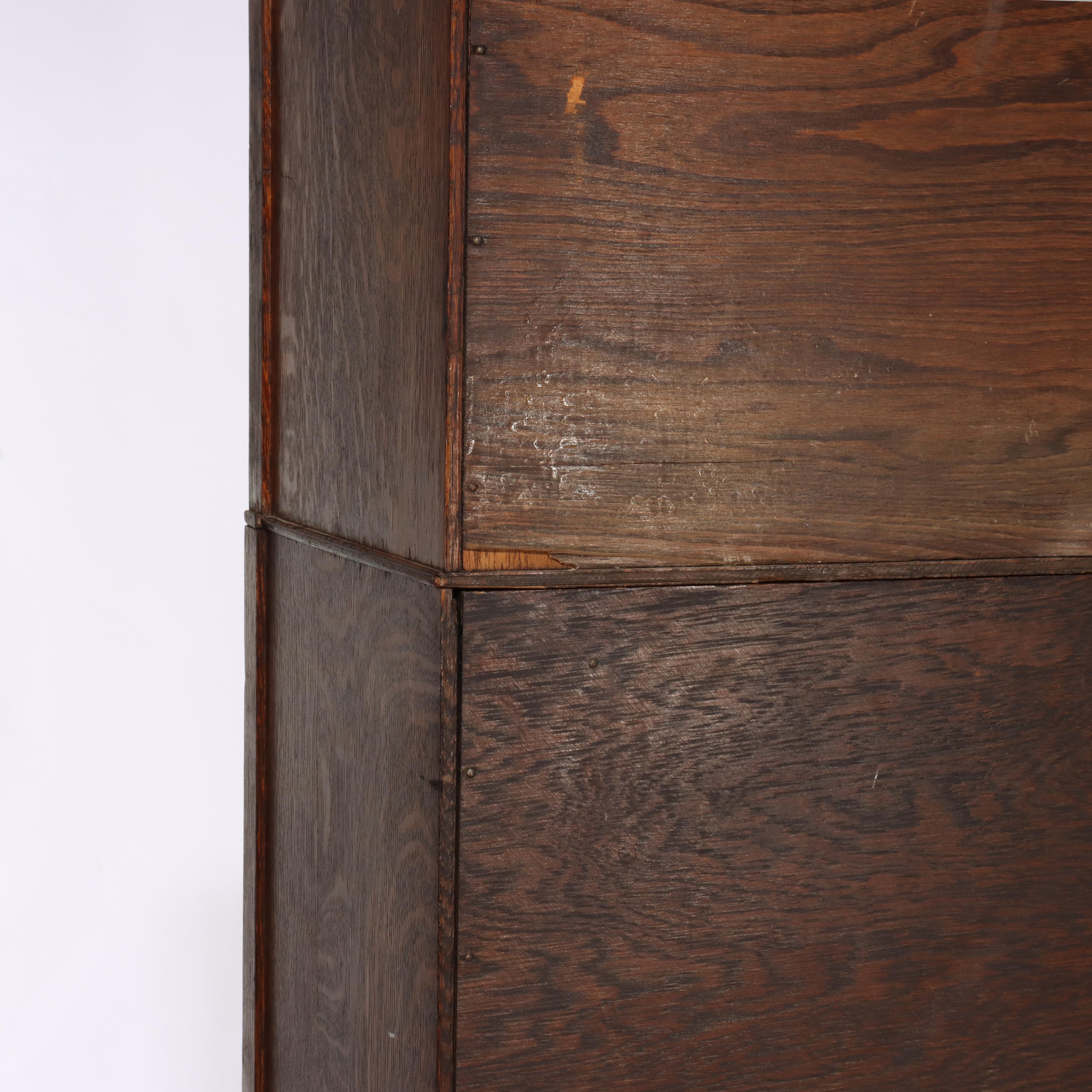 Arts & Crafts Mission Macey Oak Oak Barrister Four Stackter Bookcase C1910 en vente 6