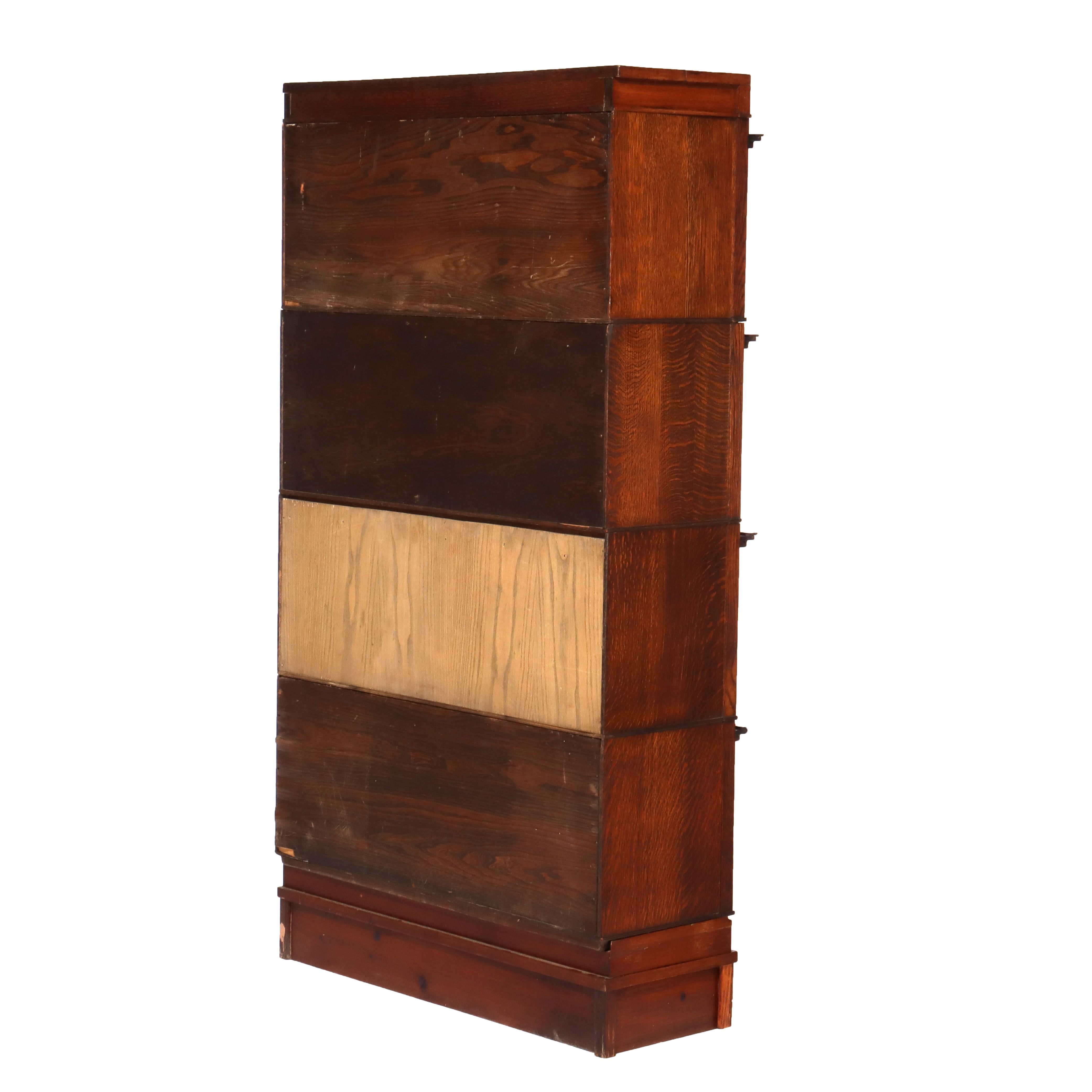 Arts & Crafts Mission Macey Oak Oak Barrister Four Stackter Bookcase C1910 en vente 7
